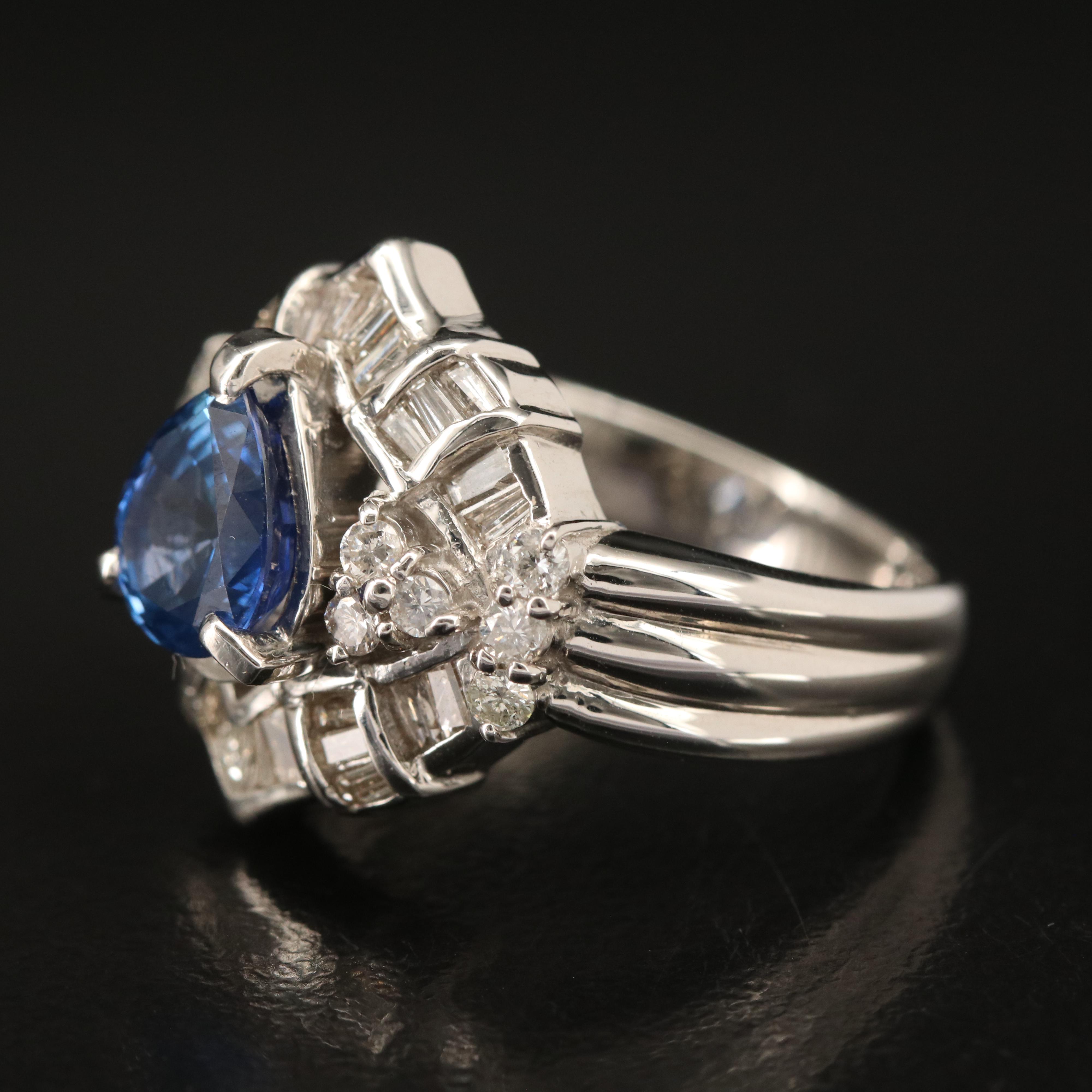 Platinum 1.78 CT Sapphire and Diamond Ring