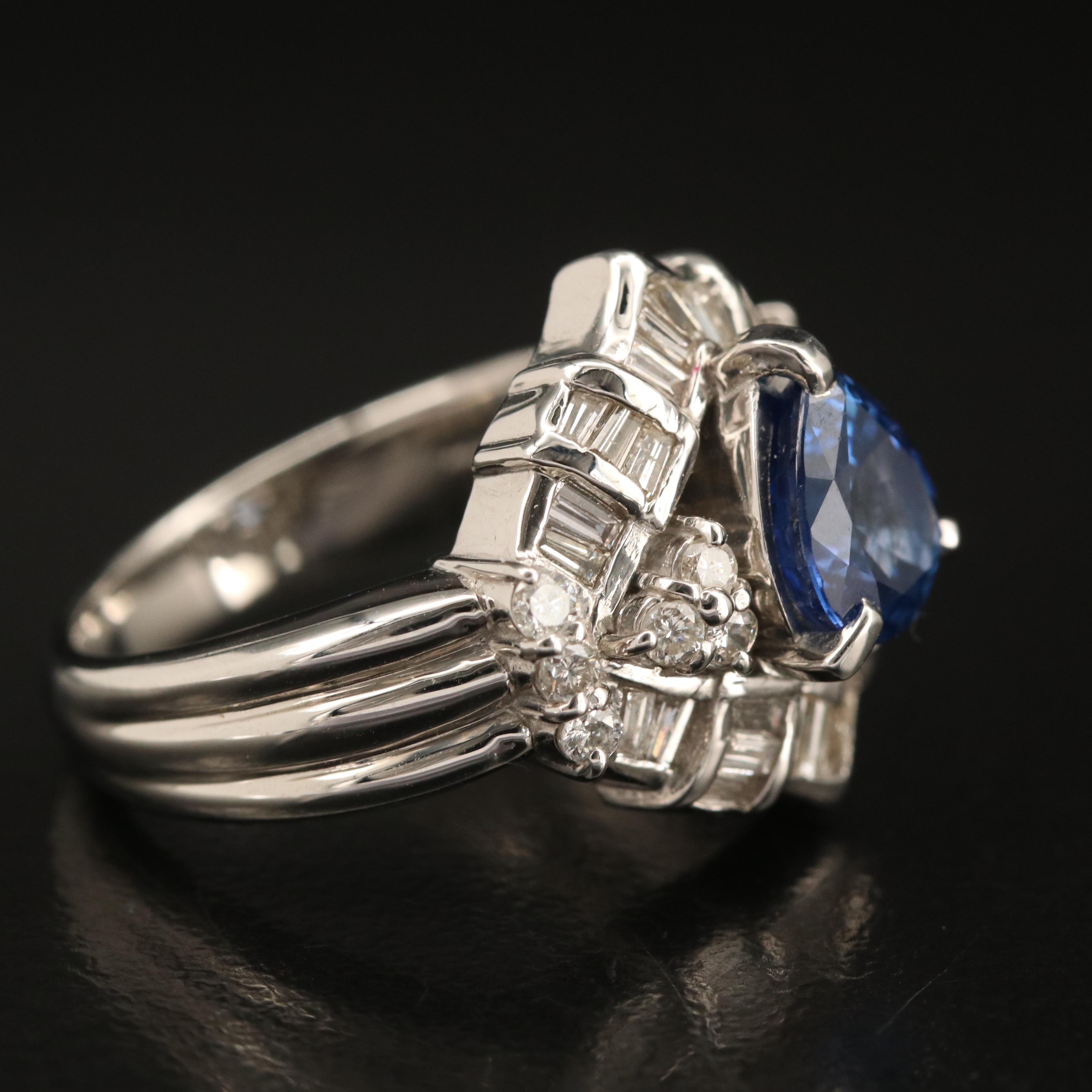 Platinum 1.78 CT Sapphire and Diamond Ring