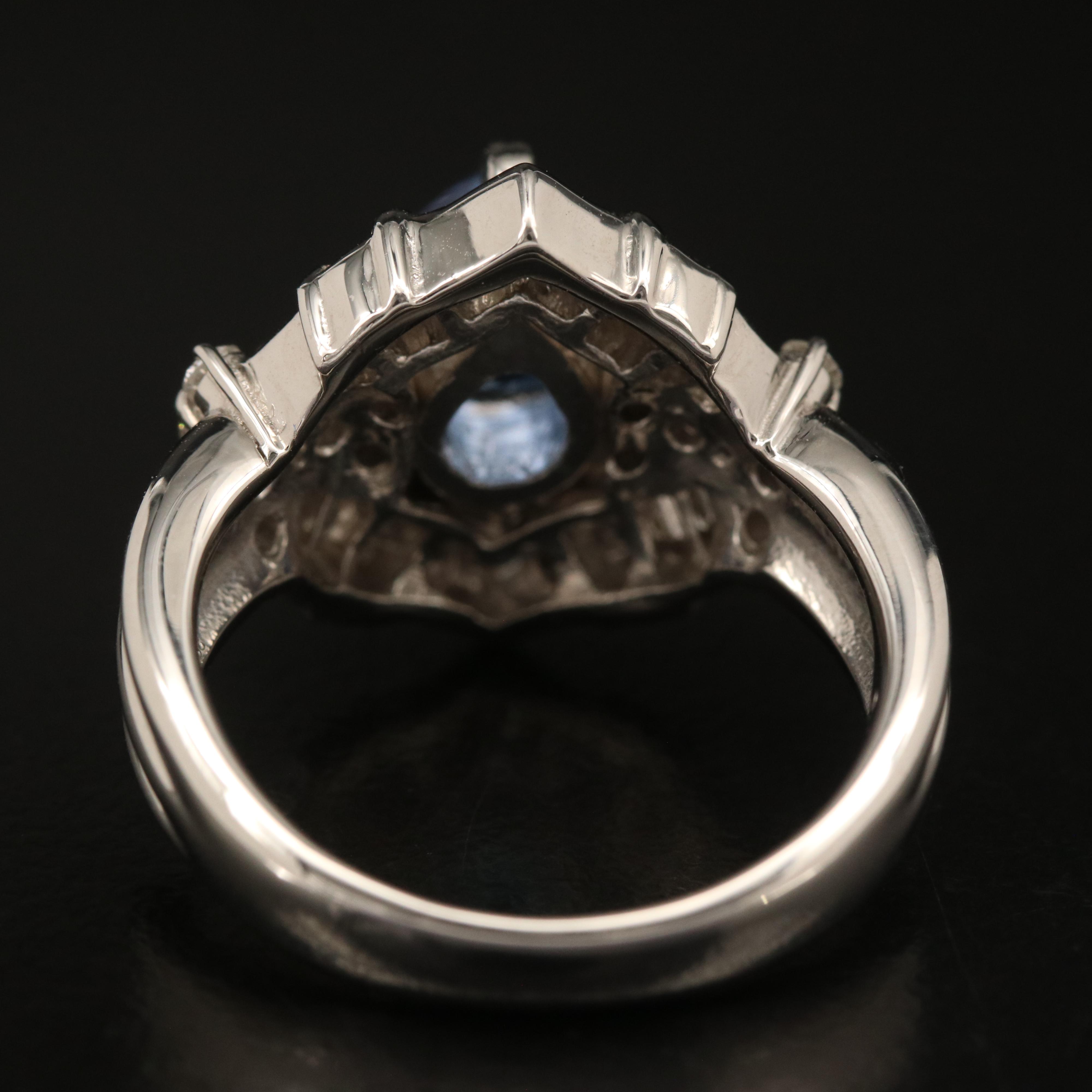 Platinum 1.78 CT Sapphire and Diamond Ring