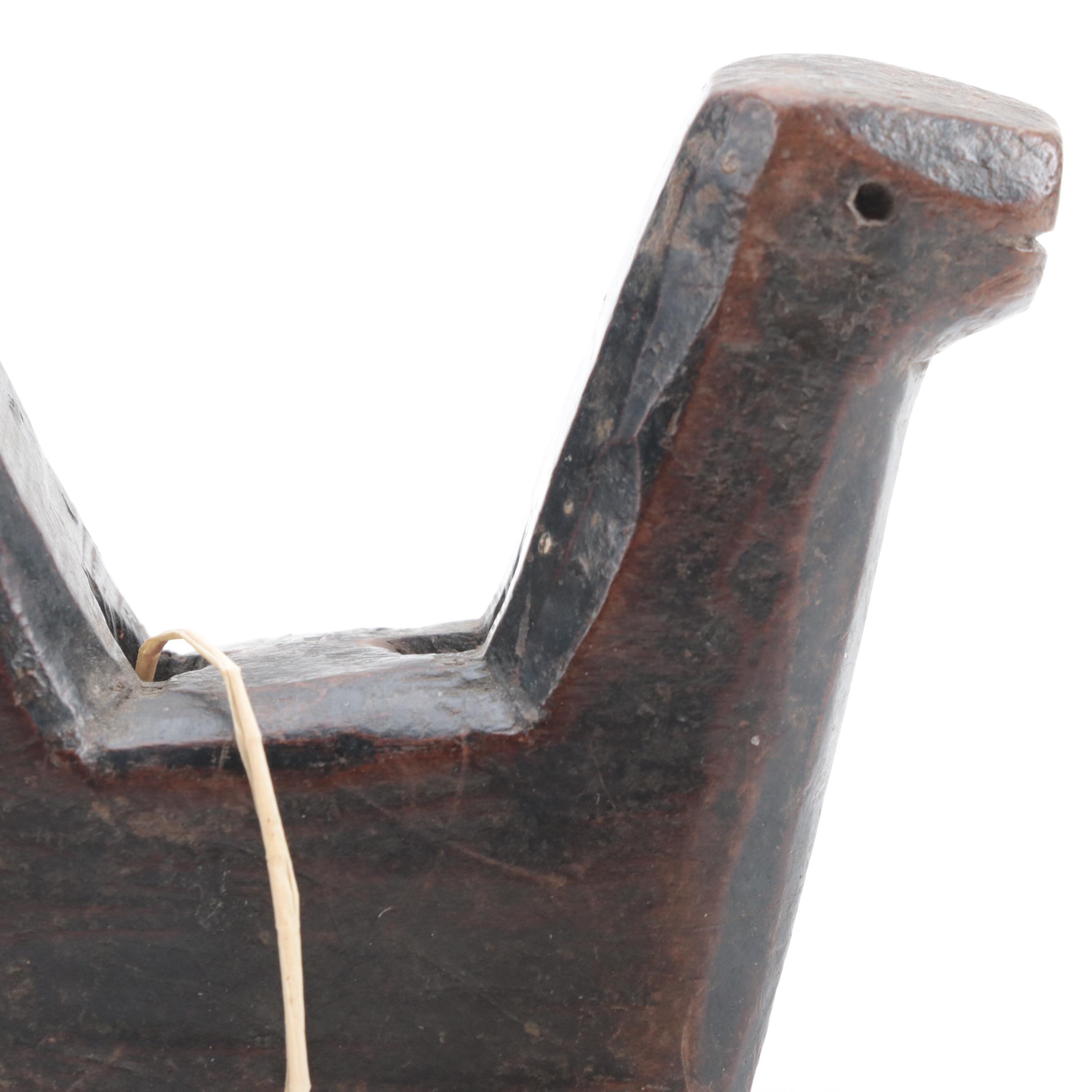 Luzon Philippines Carved Pine Bulol and Other Gong Holders, 20th Century