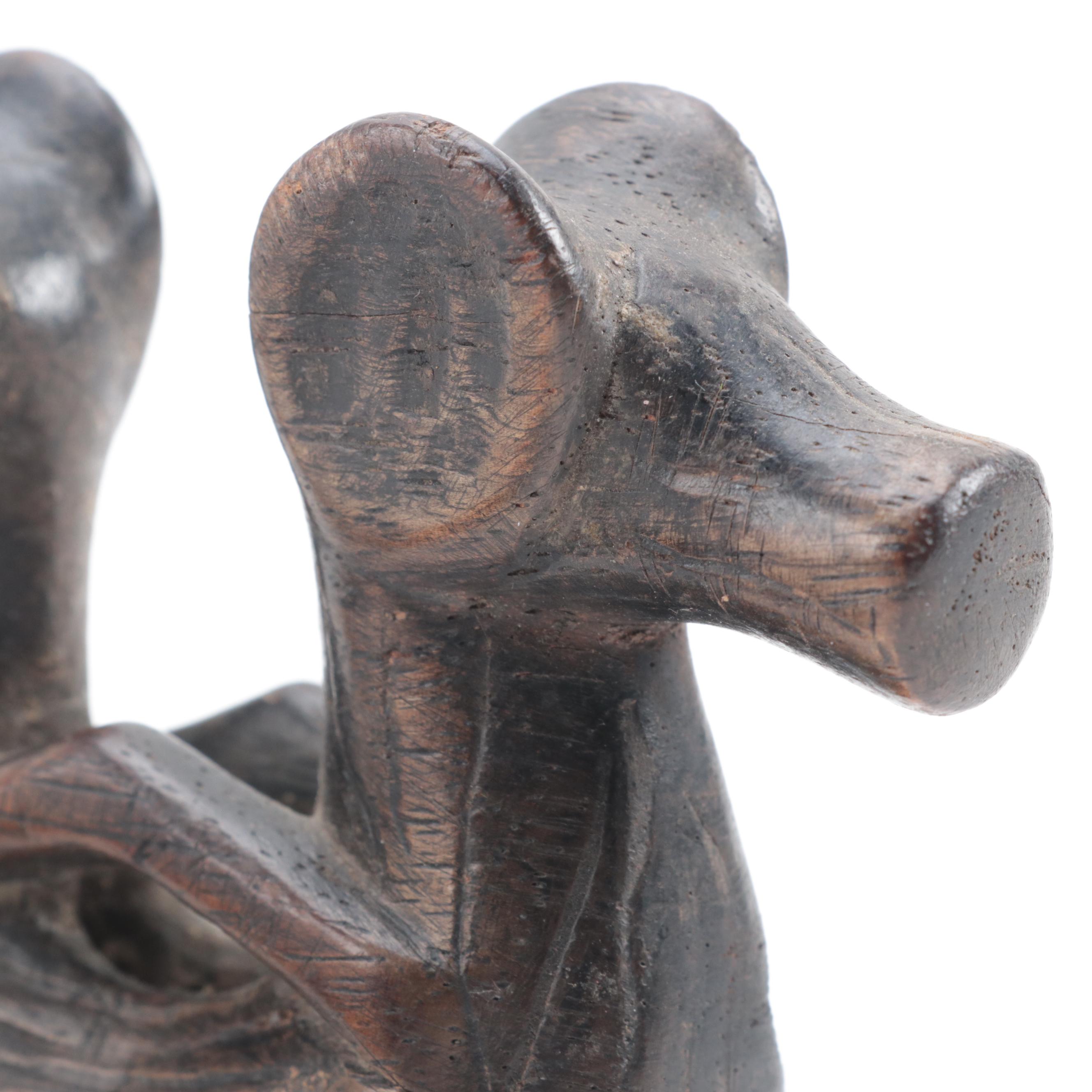 Luzon Philippines Carved Pine Bulol and Other Gong Holders, 20th Century