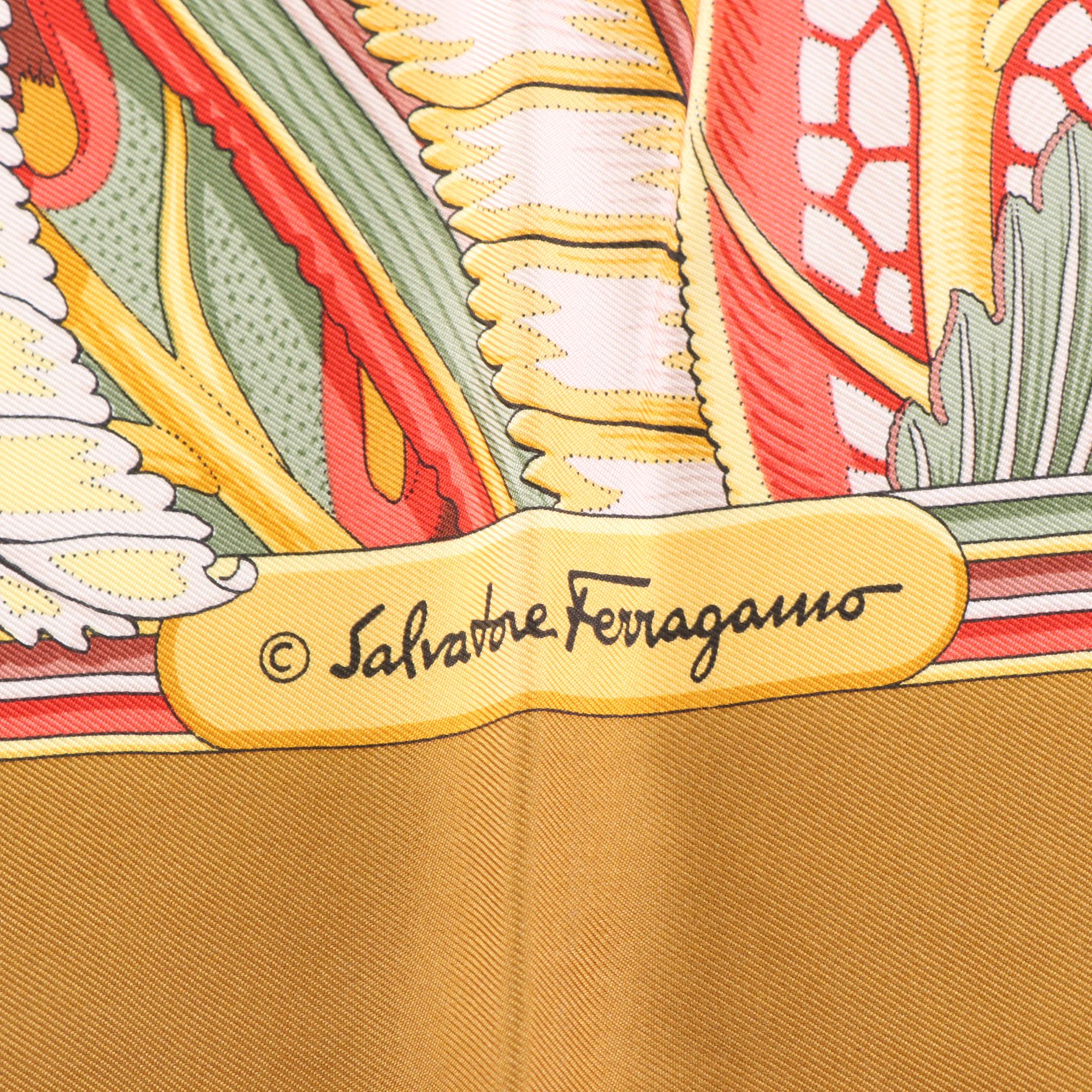 Salvatore Ferragamo Leopard Jungle Print Silk Scarf