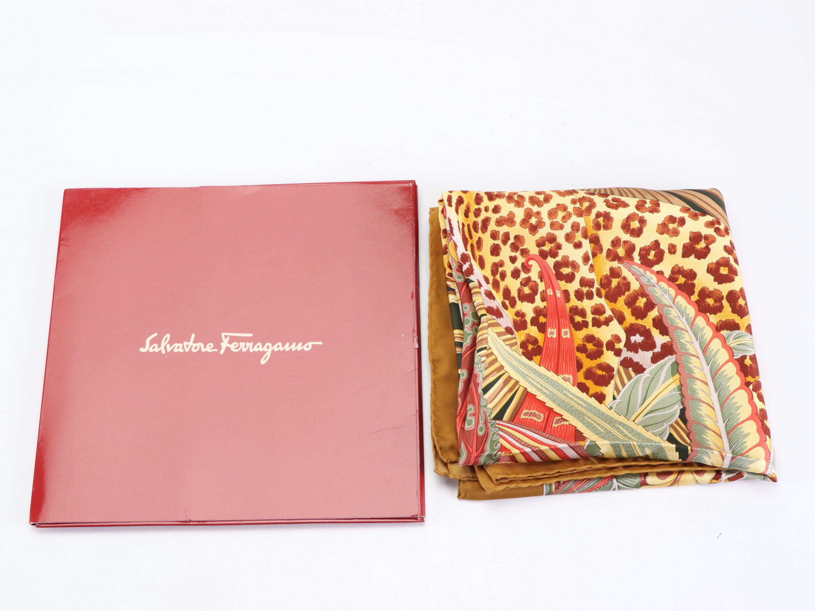 Salvatore Ferragamo Leopard Jungle Print Silk Scarf