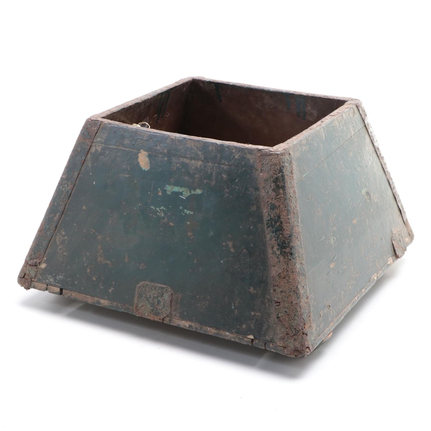 Chinese Metal Rimmed Wood Rice/Grain Measure, Early 20th Century