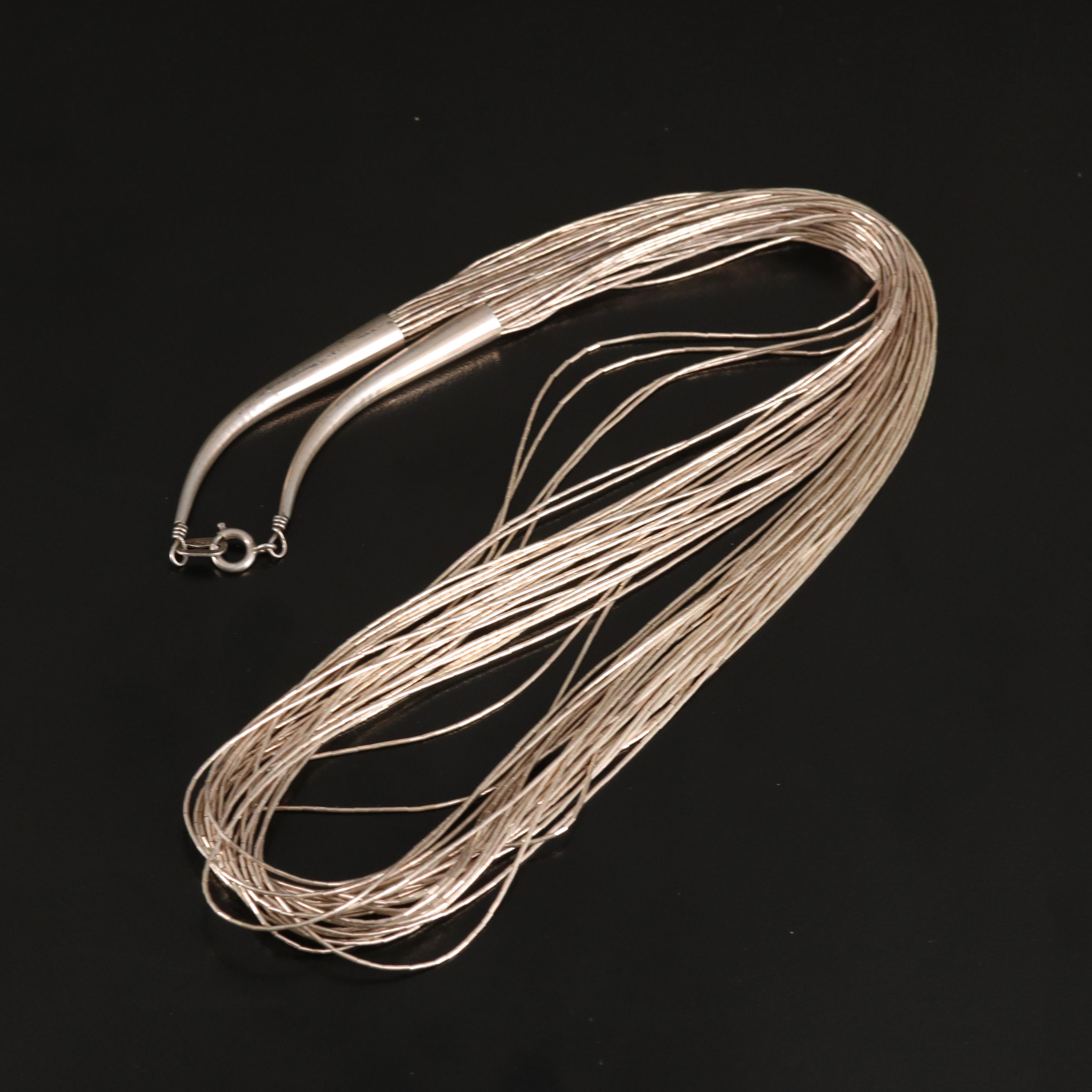 Sterling Thirty Strand Liquid Silver Necklace