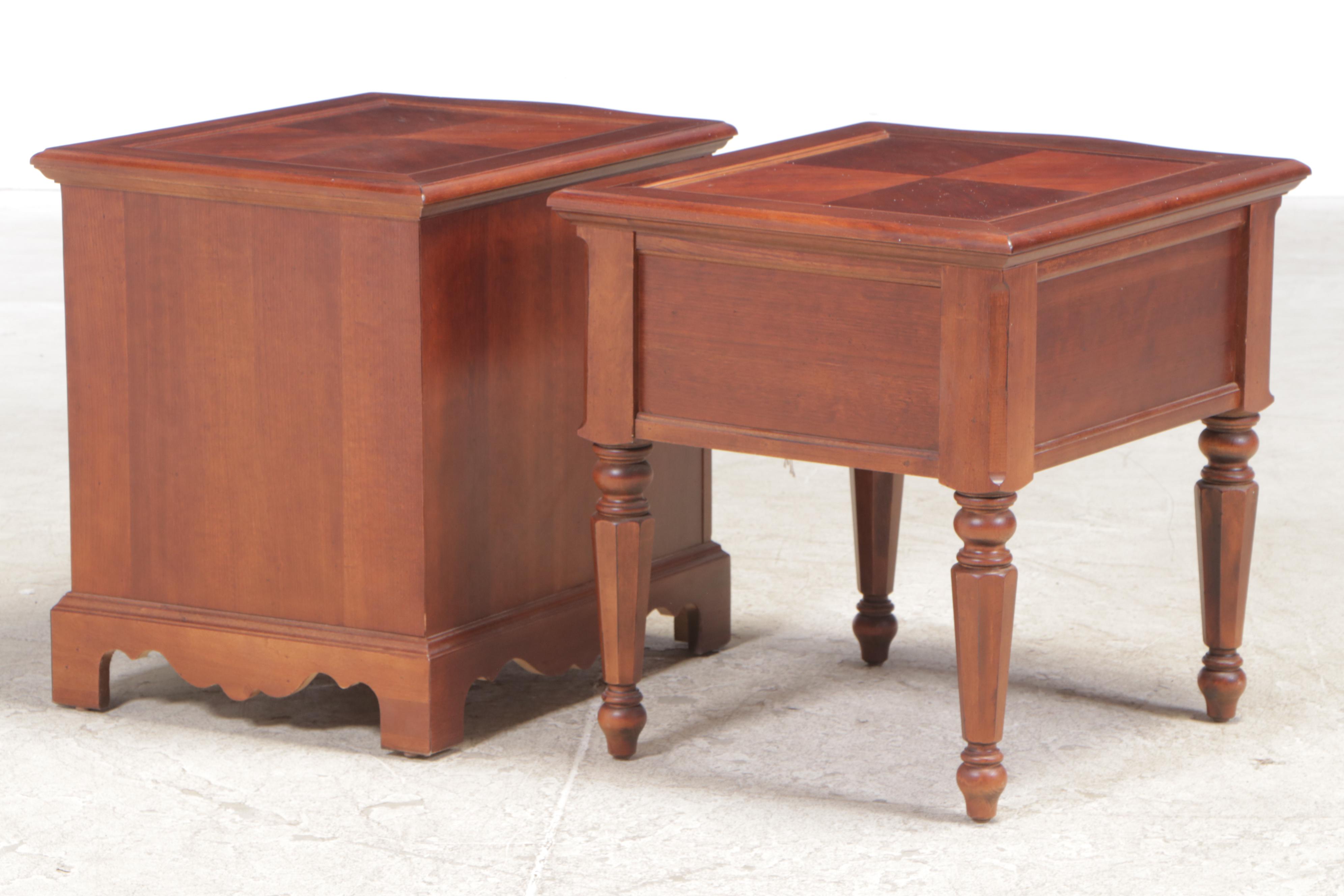 Two Riverside Furniture Federal Style Cherrywood Side Tables