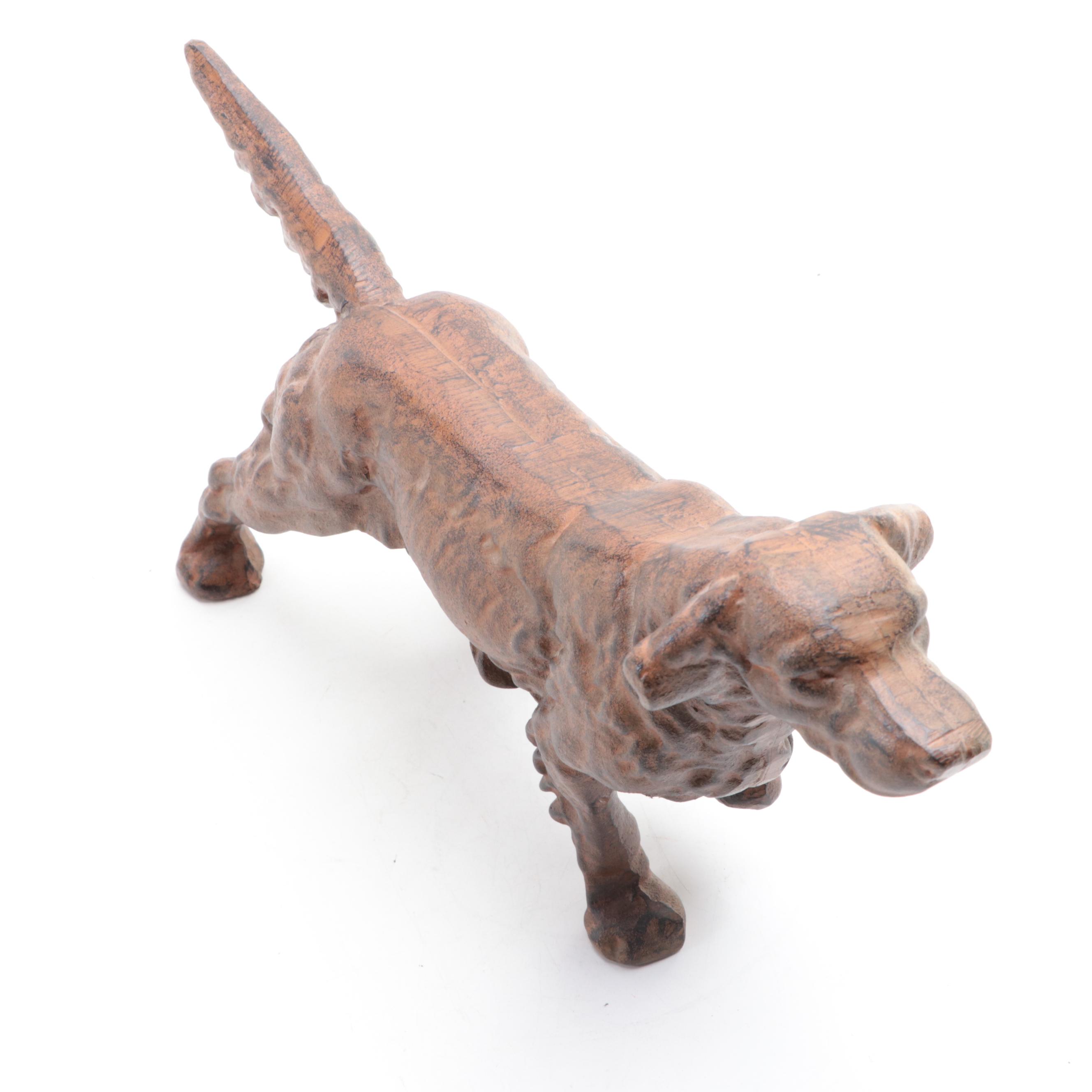 Reproduction Cast Iron Setter Doorstop In The Style of Hubley's #347