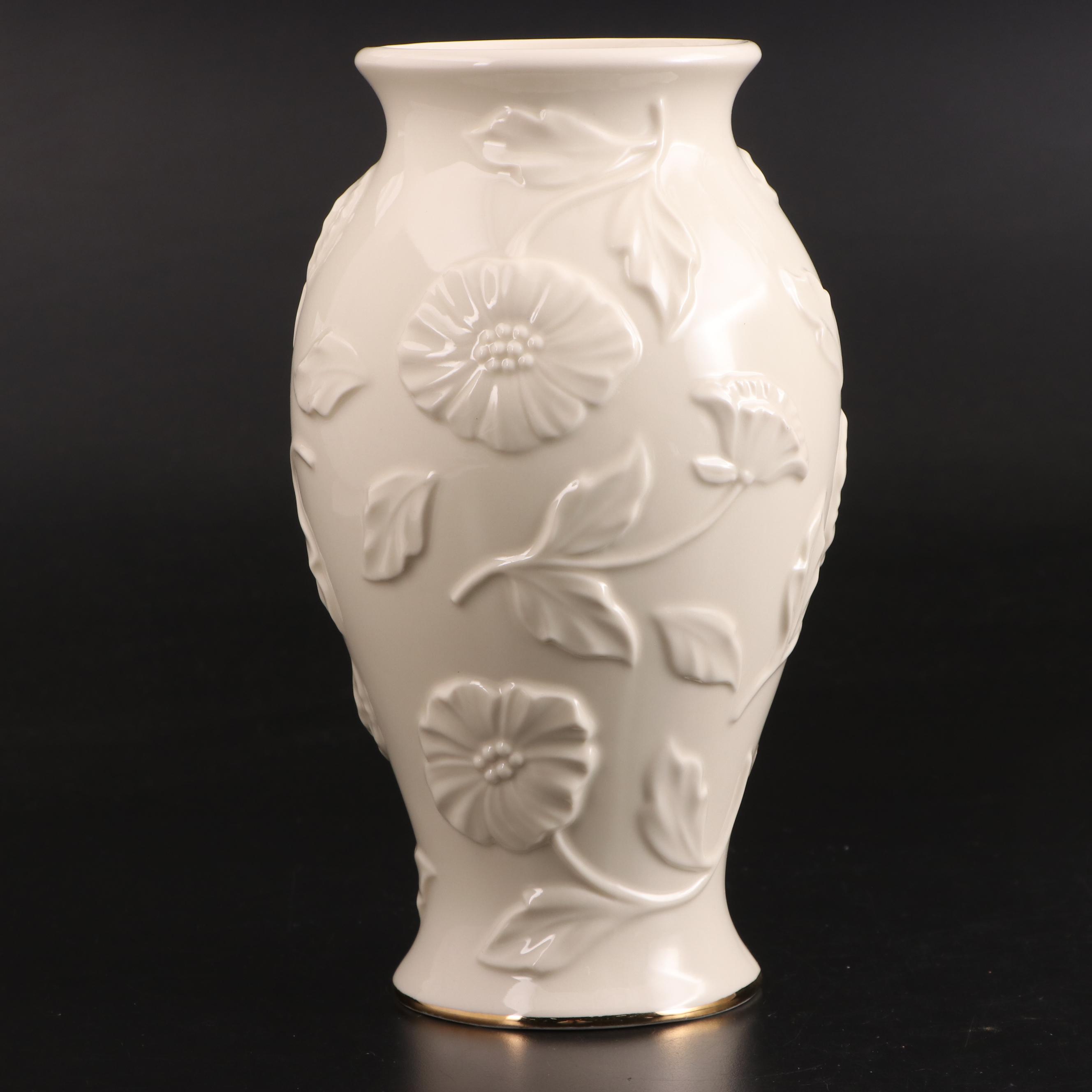 Lenox Bone China Poppy Vase and Crystal Vase