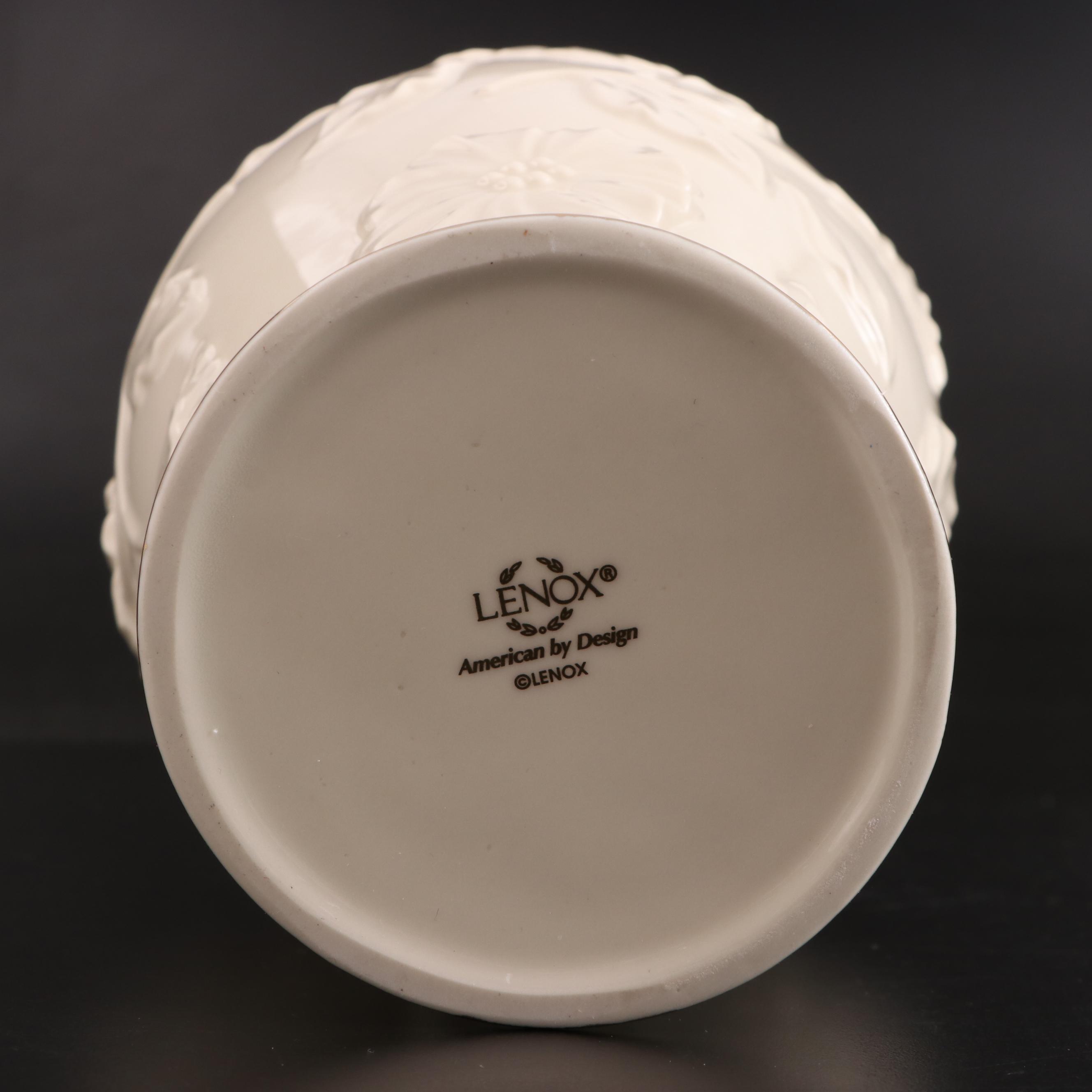 Lenox Bone China Poppy Vase and Crystal Vase