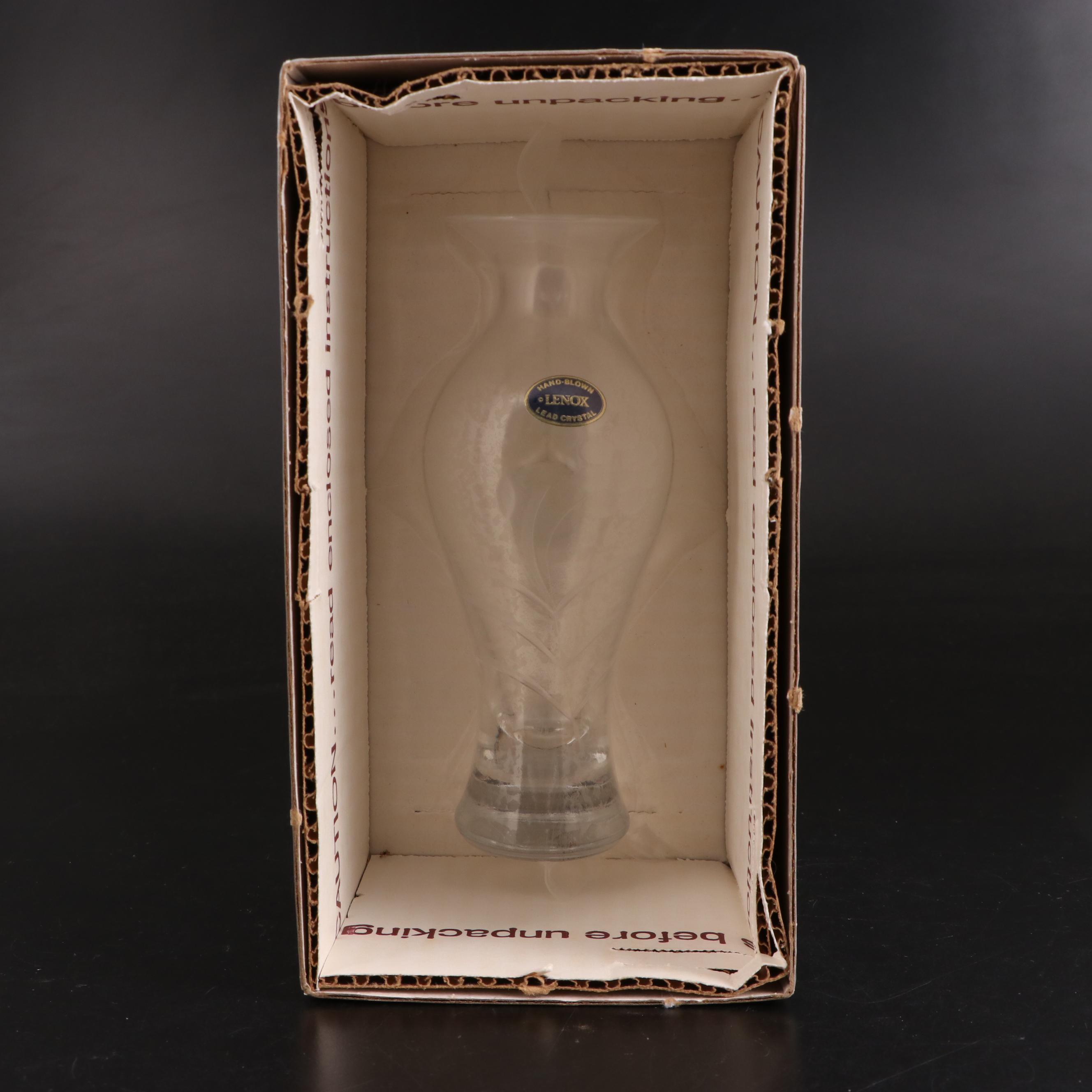 Lenox Bone China Poppy Vase and Crystal Vase