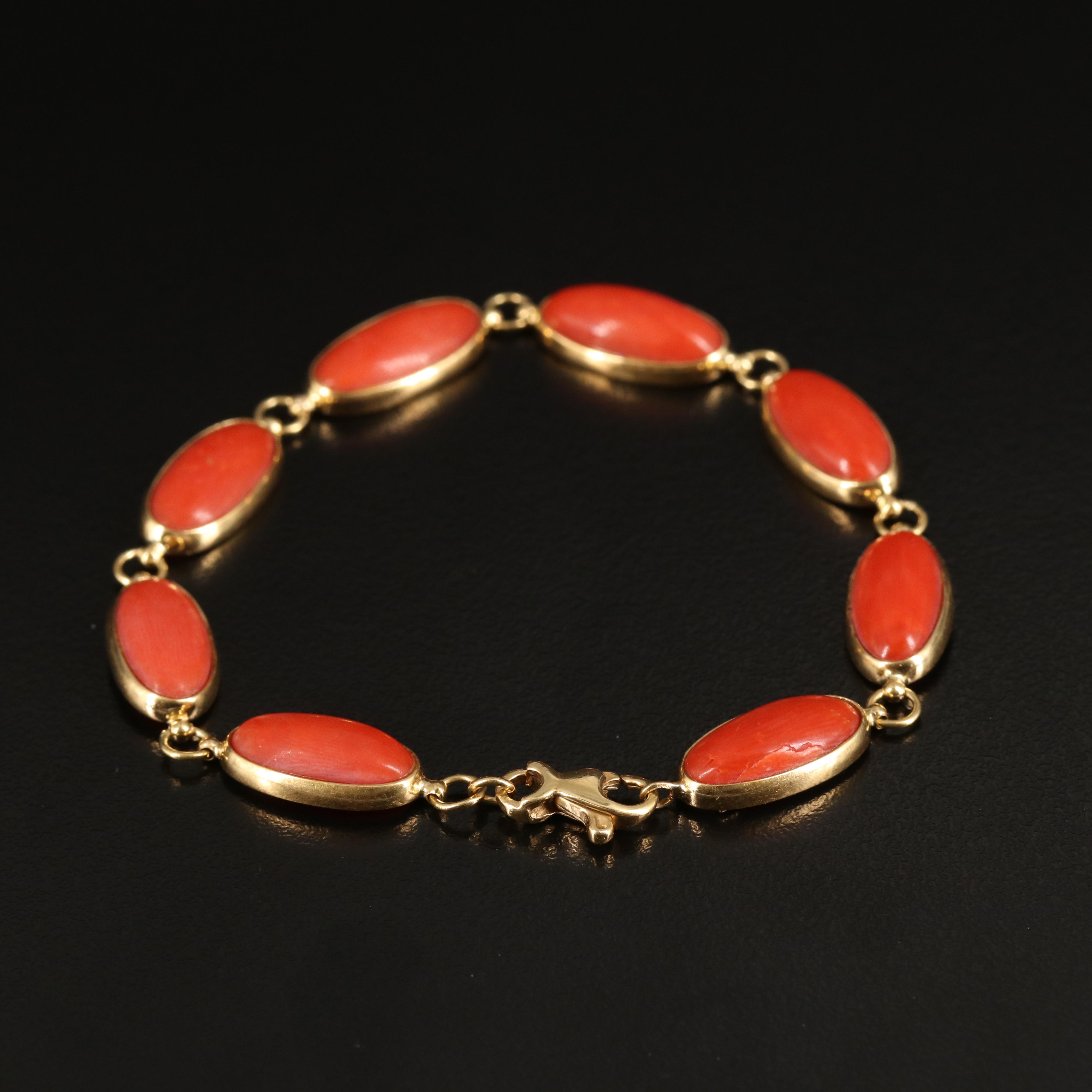 18K Coral Link Bracelet