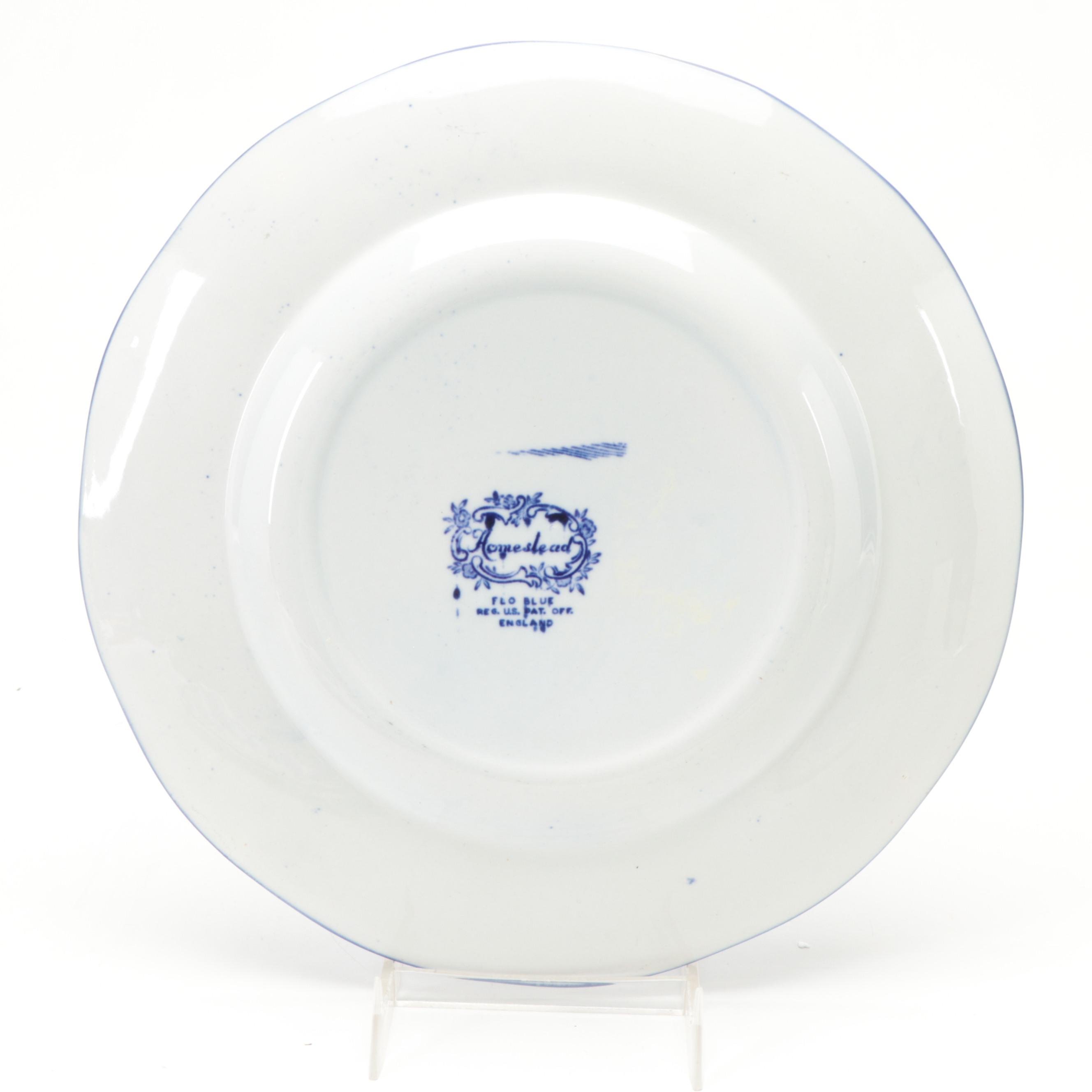 New Wharf Pottery "Poppy" and Other English Flow Blue Dinnerware