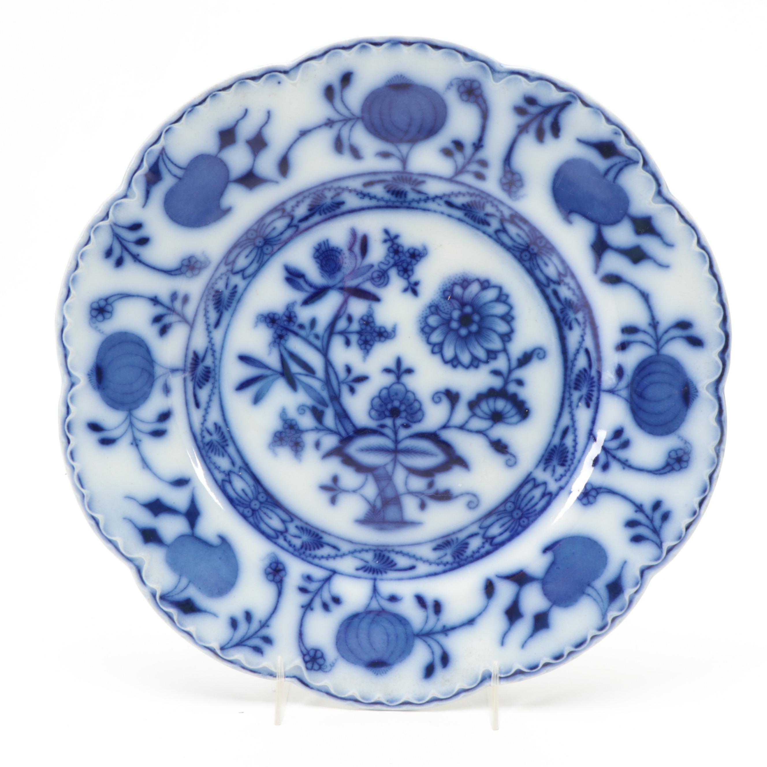 New Wharf Pottery "Poppy" and Other English Flow Blue Dinnerware