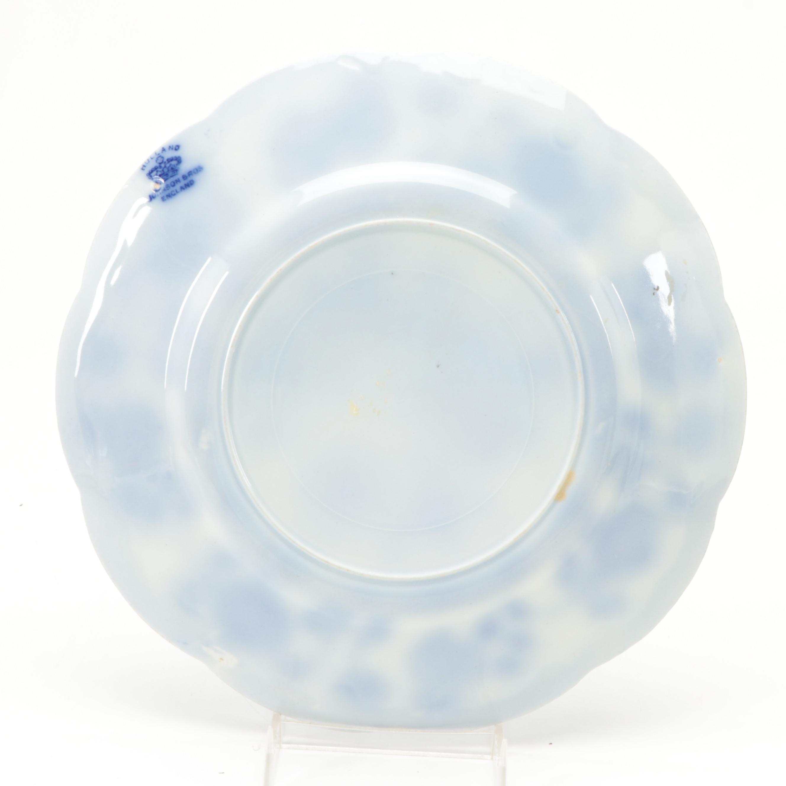 New Wharf Pottery "Poppy" and Other English Flow Blue Dinnerware