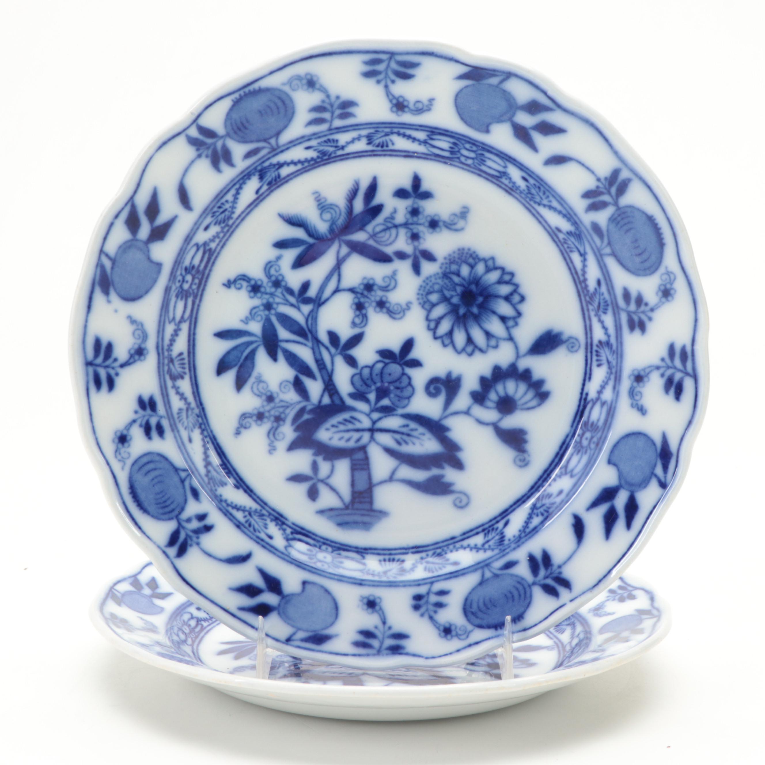 New Wharf Pottery "Poppy" and Other English Flow Blue Dinnerware