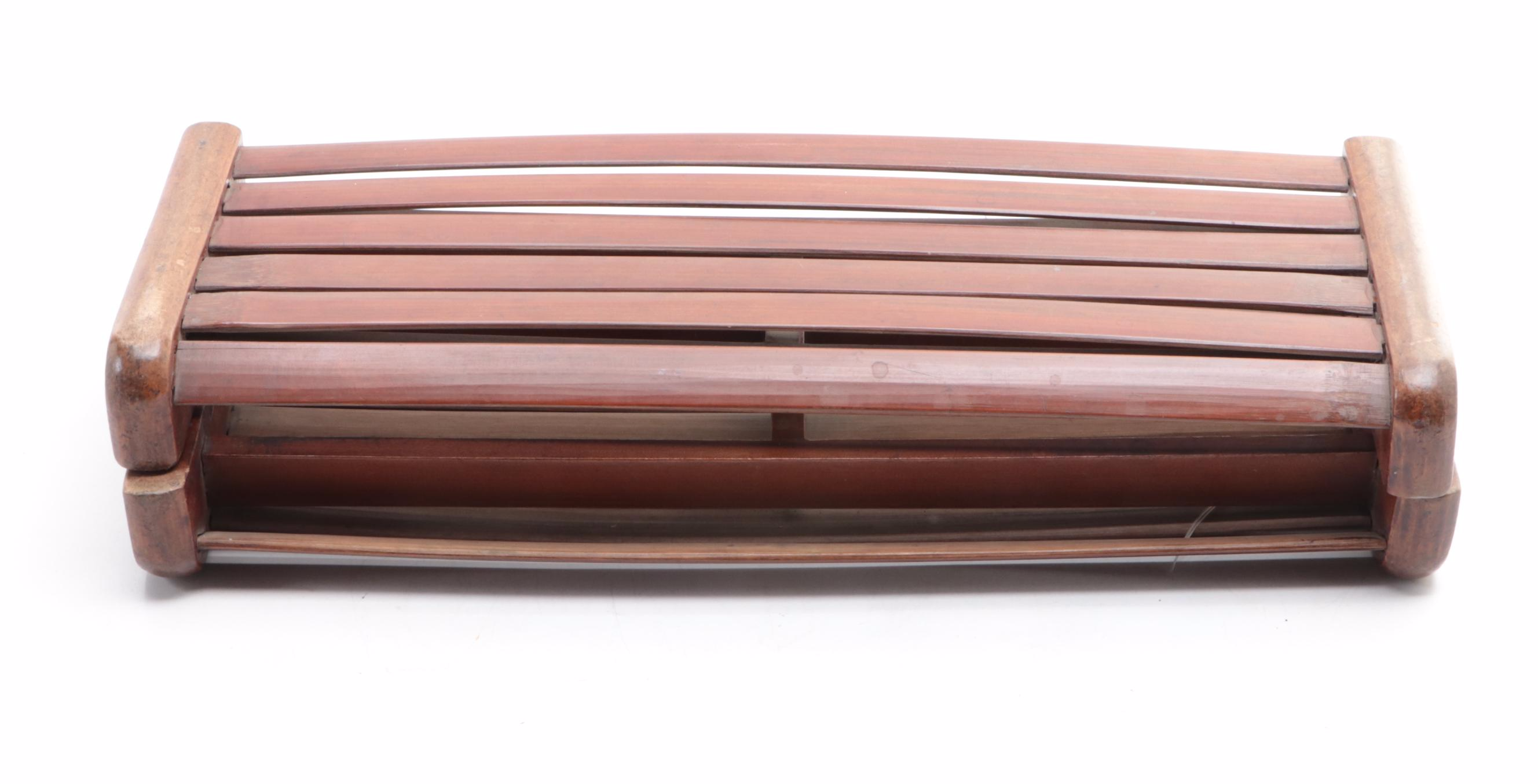 Chinese Folding Bamboo Bed Pillow, Mid-20th Century