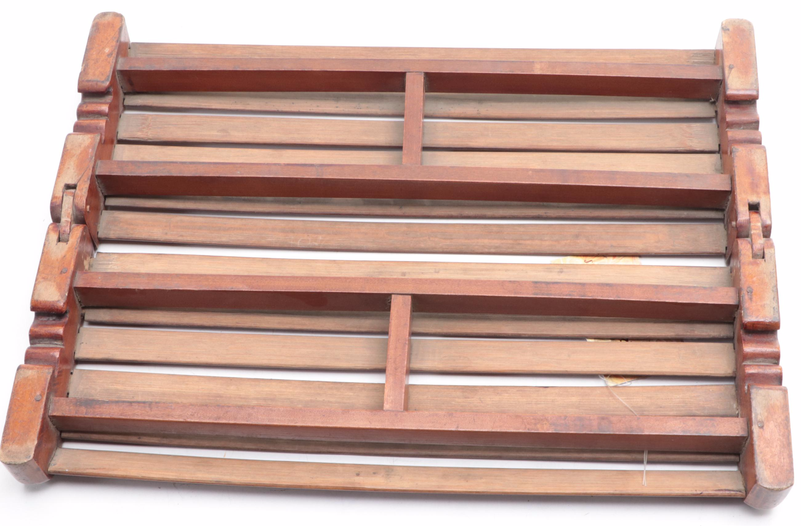 Chinese Folding Bamboo Bed Pillow, Mid-20th Century