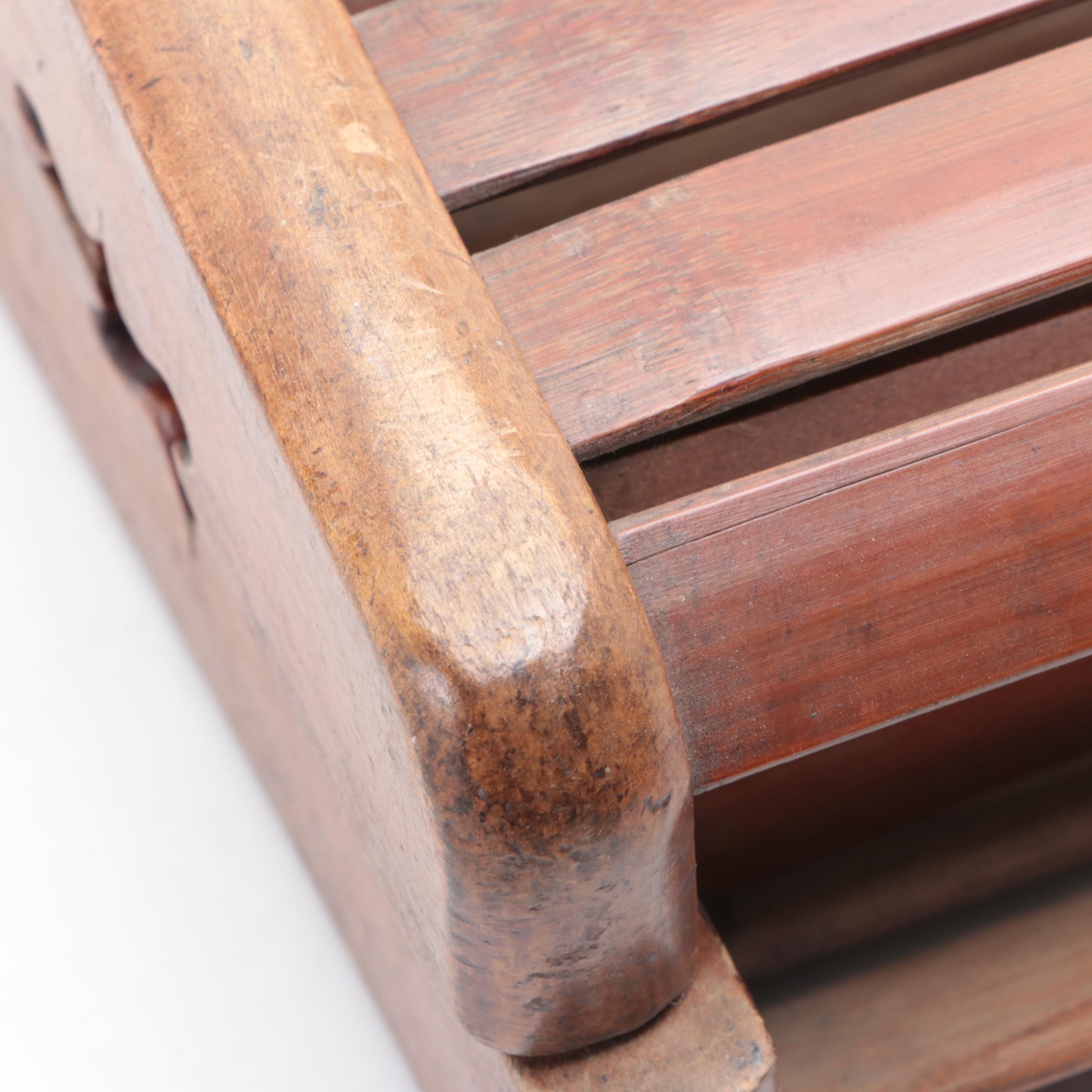 Chinese Folding Bamboo Bed Pillow, Mid-20th Century