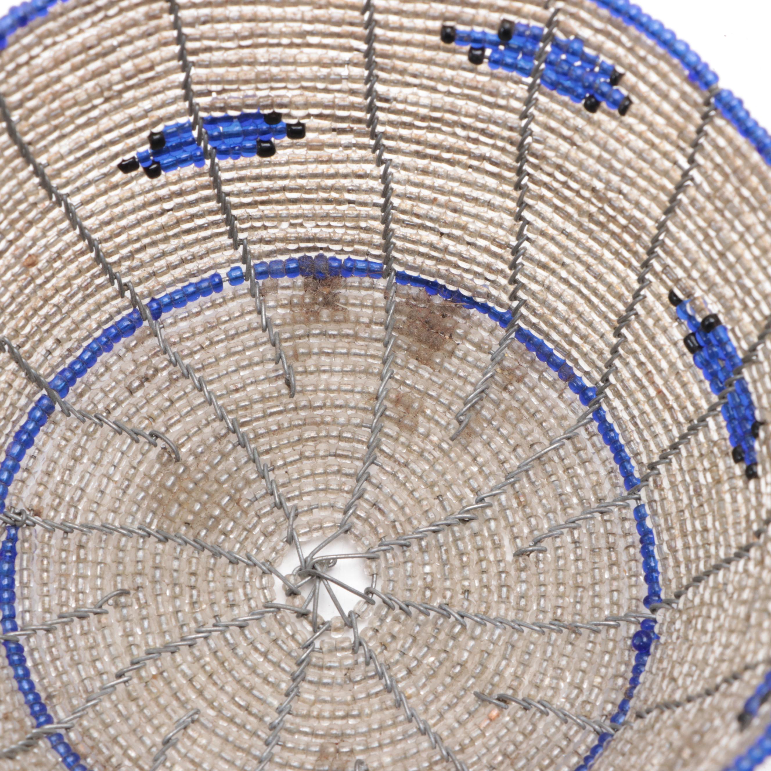Kenyan Glass Beaded Wire Baskets, 20th Century