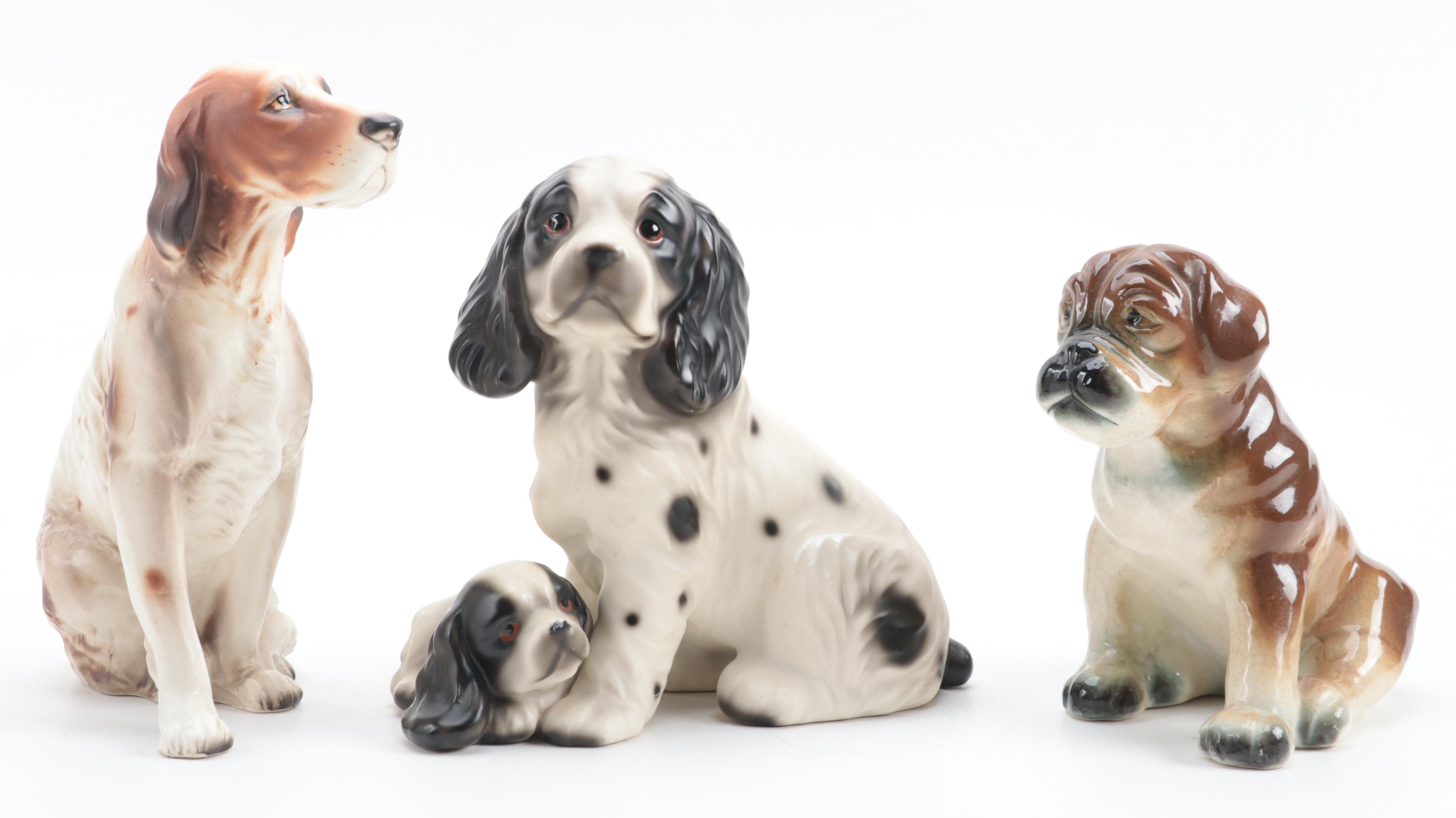 Schumann Porcelain Schnauzer Trinket Dish with Other Dog Figurines
