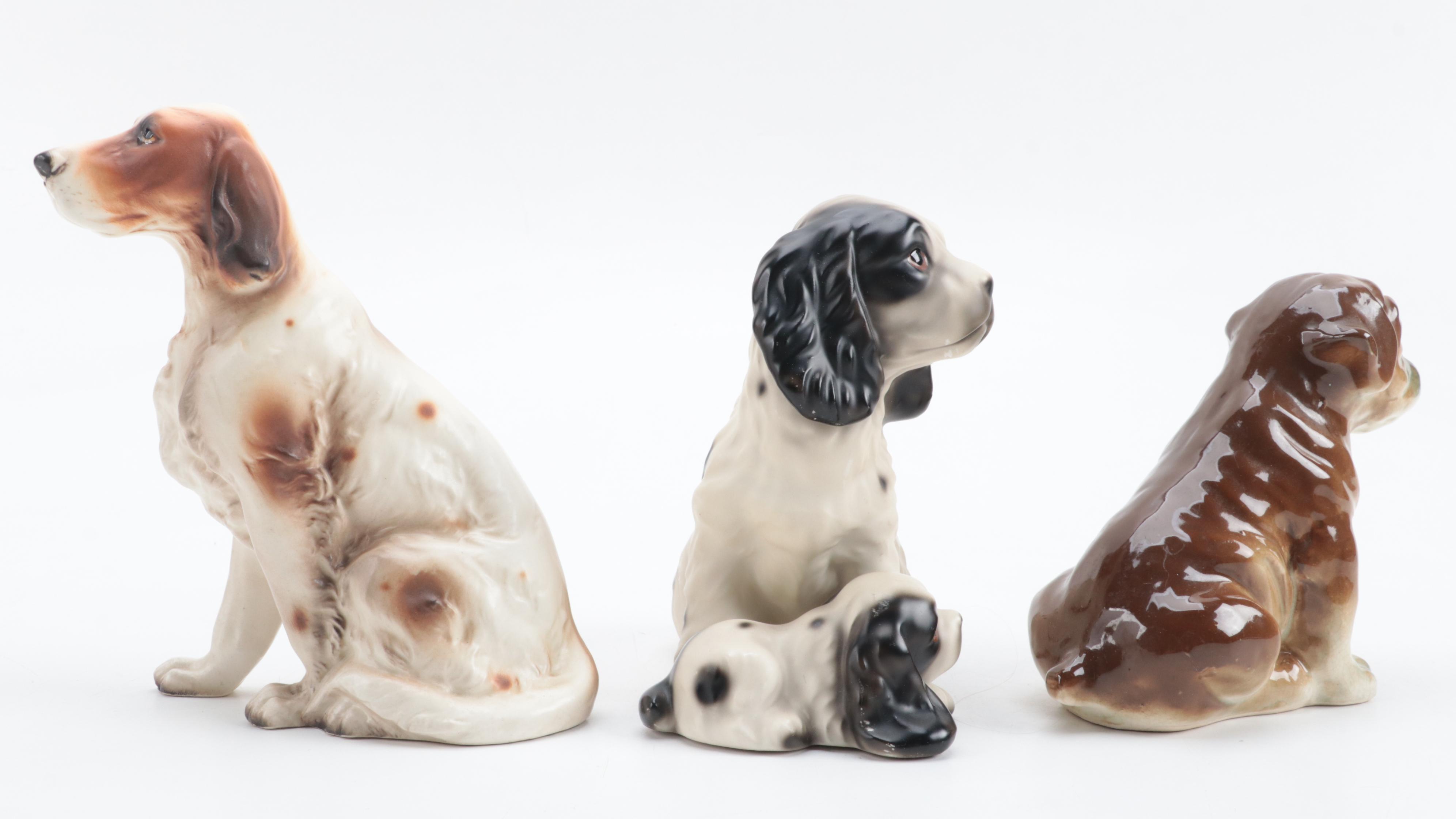 Schumann Porcelain Schnauzer Trinket Dish with Other Dog Figurines