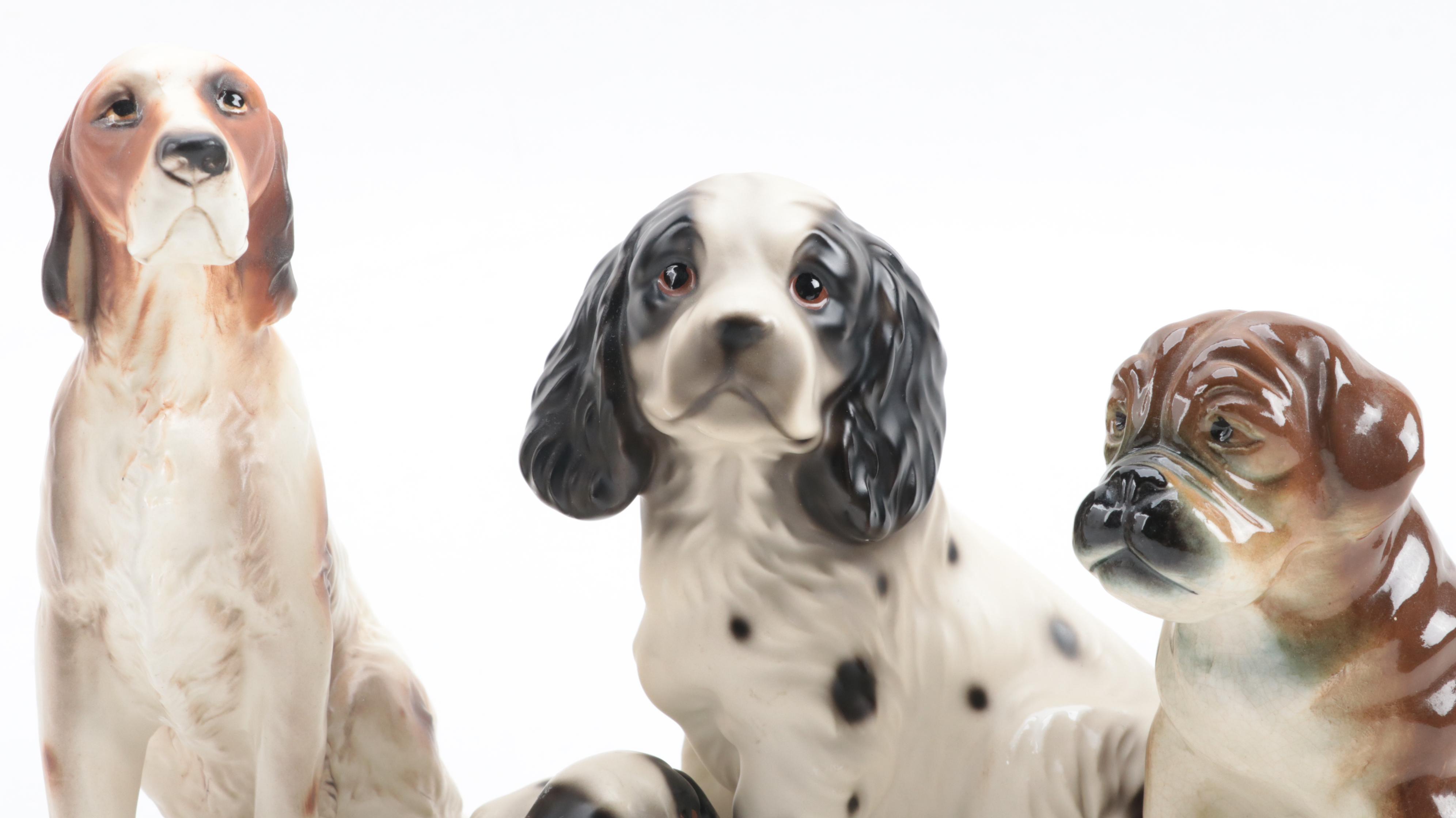 Schumann Porcelain Schnauzer Trinket Dish with Other Dog Figurines