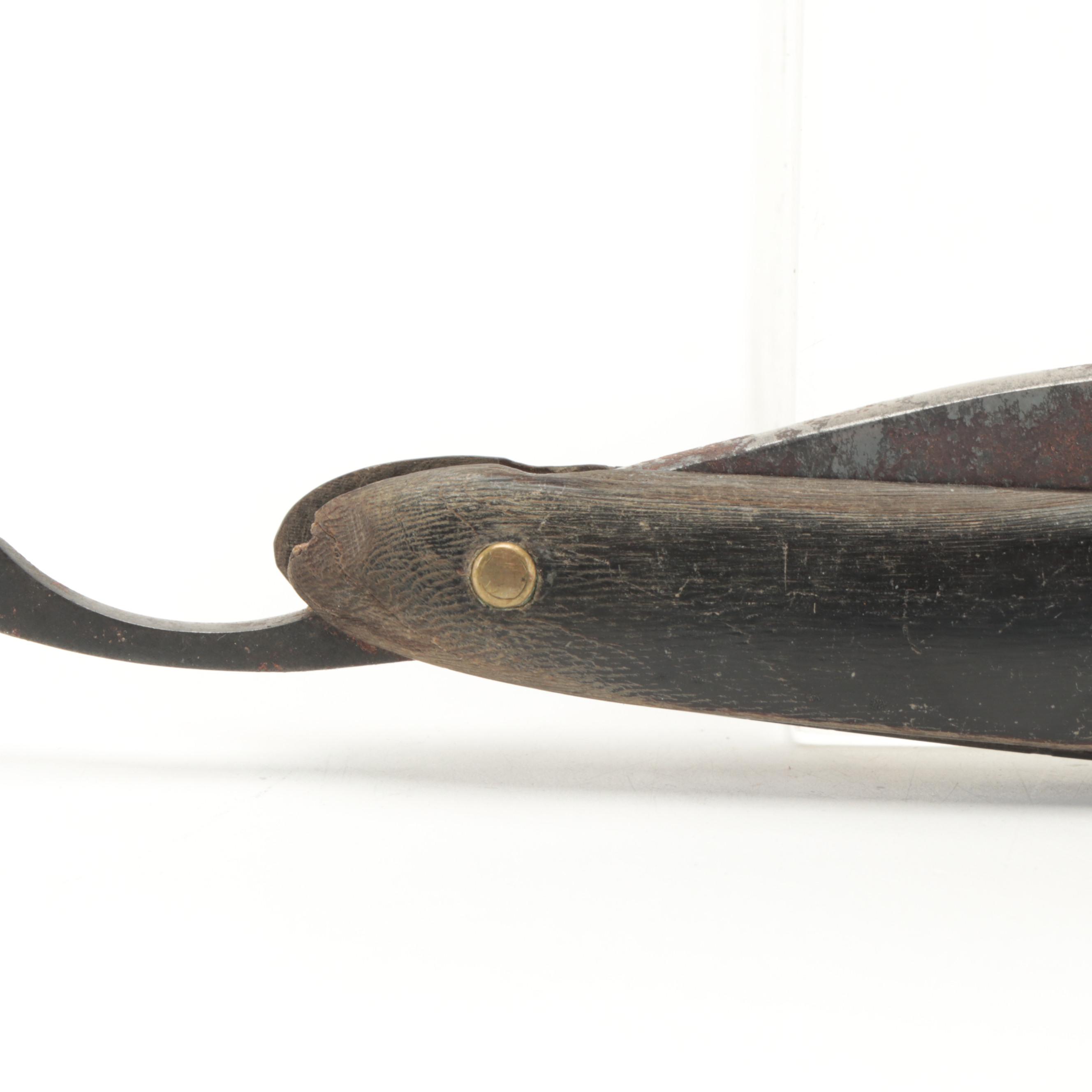 Horn Handled Steel Shaving Straight Razor, 19th Century