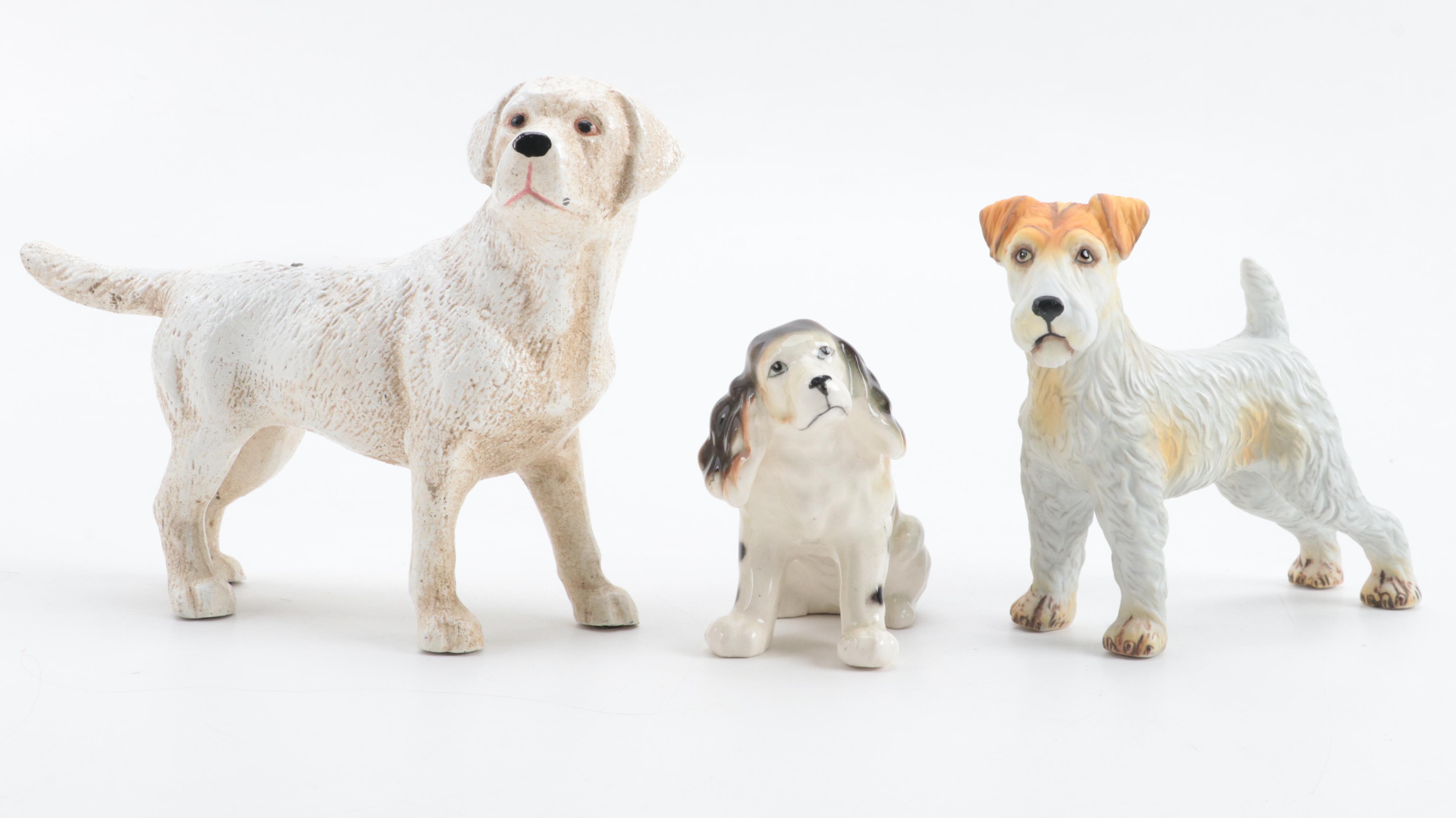 Schumann Porcelain Schnauzer Trinket Dish with Other Dog Figurines