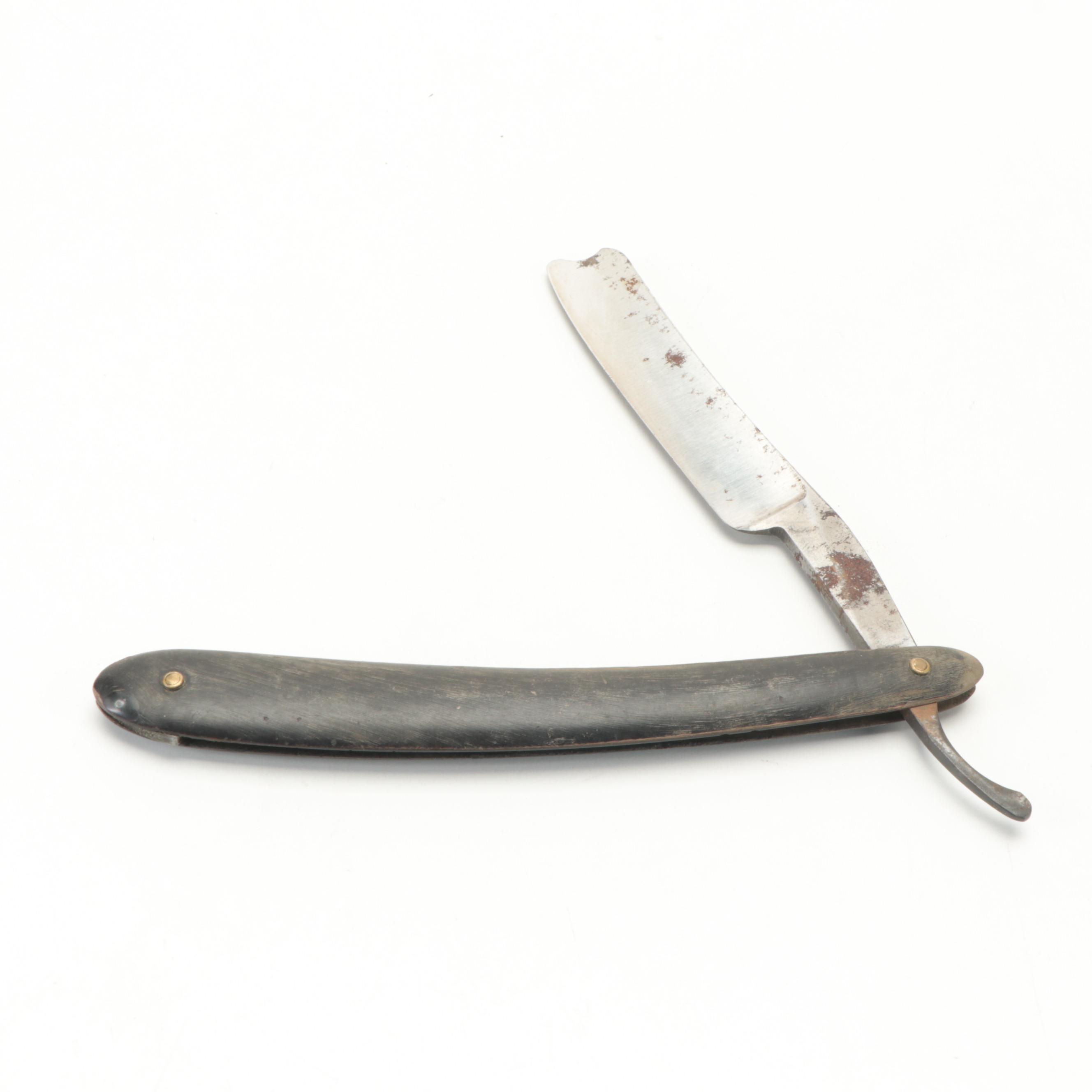 Horn Handled Steel Shaving Straight Razor, 19th Century