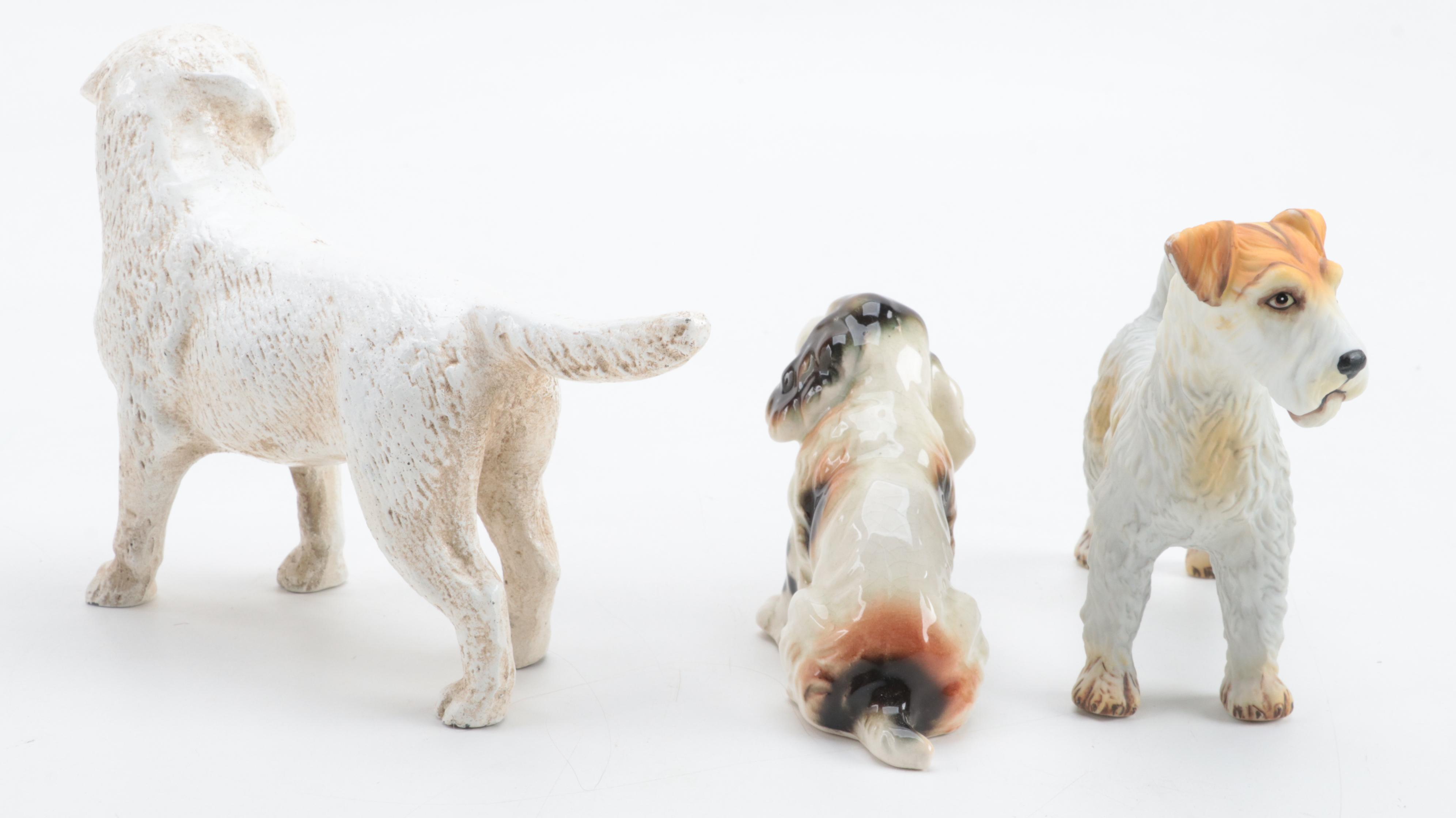 Schumann Porcelain Schnauzer Trinket Dish with Other Dog Figurines