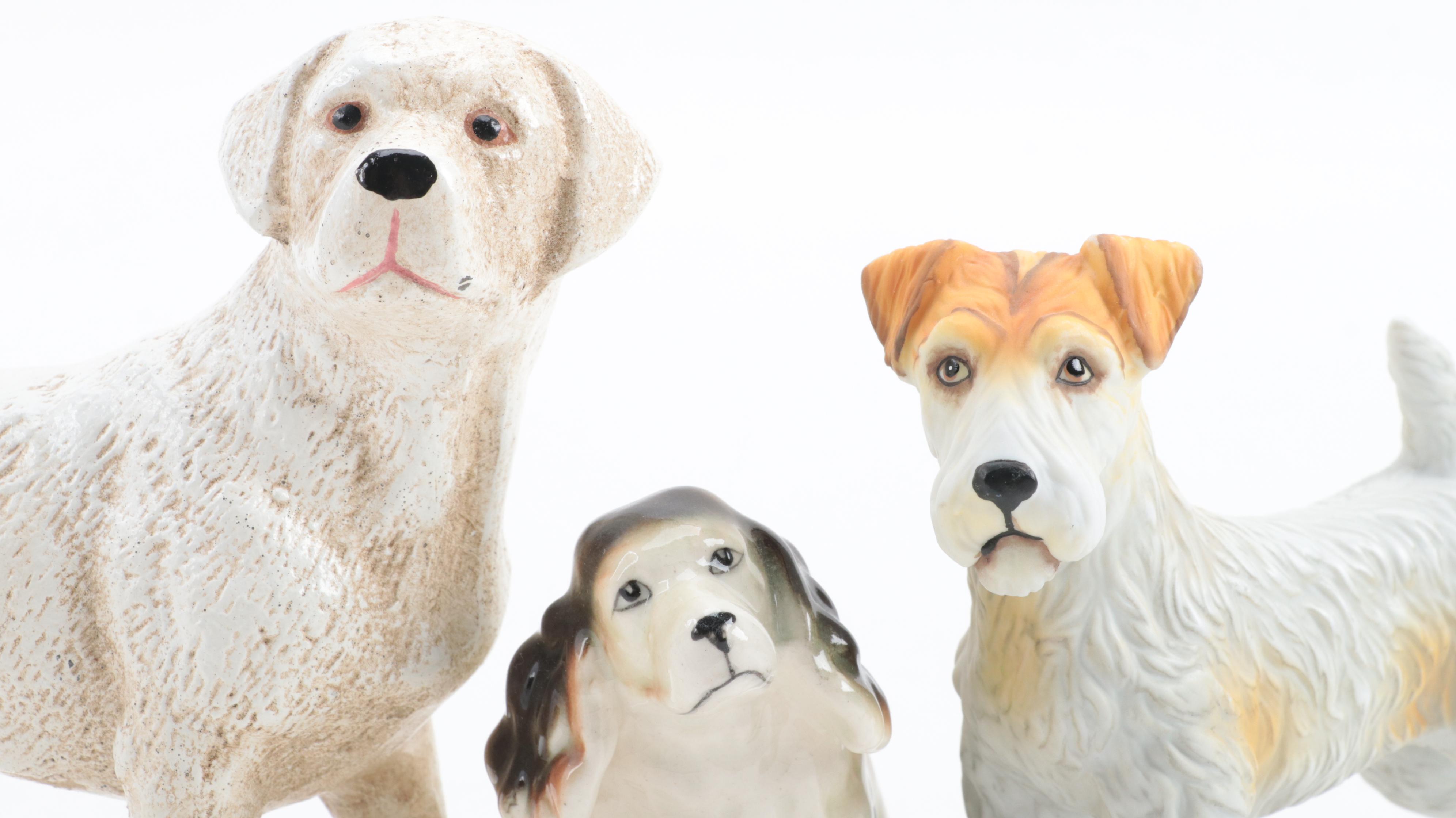 Schumann Porcelain Schnauzer Trinket Dish with Other Dog Figurines