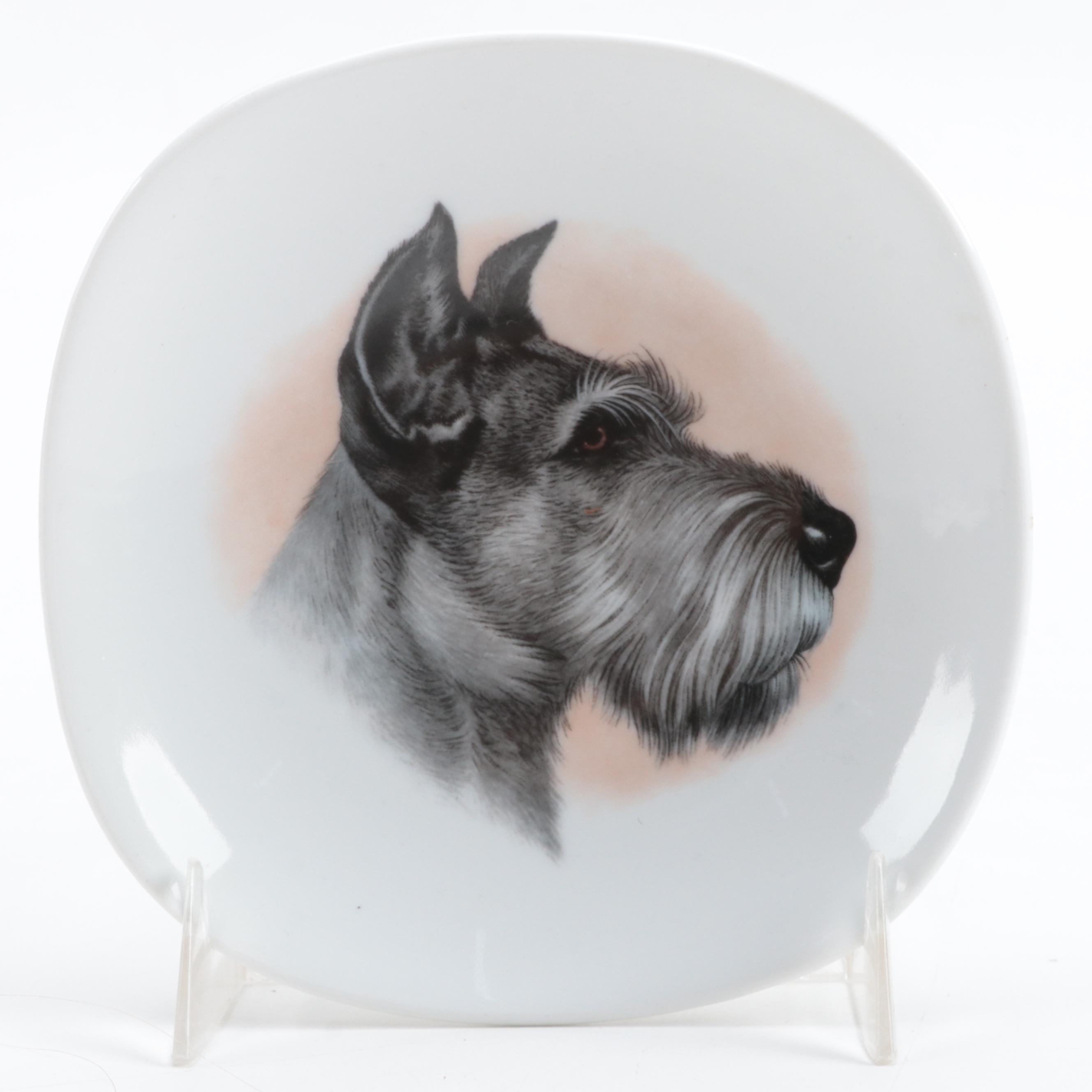 Schumann Porcelain Schnauzer Trinket Dish with Other Dog Figurines