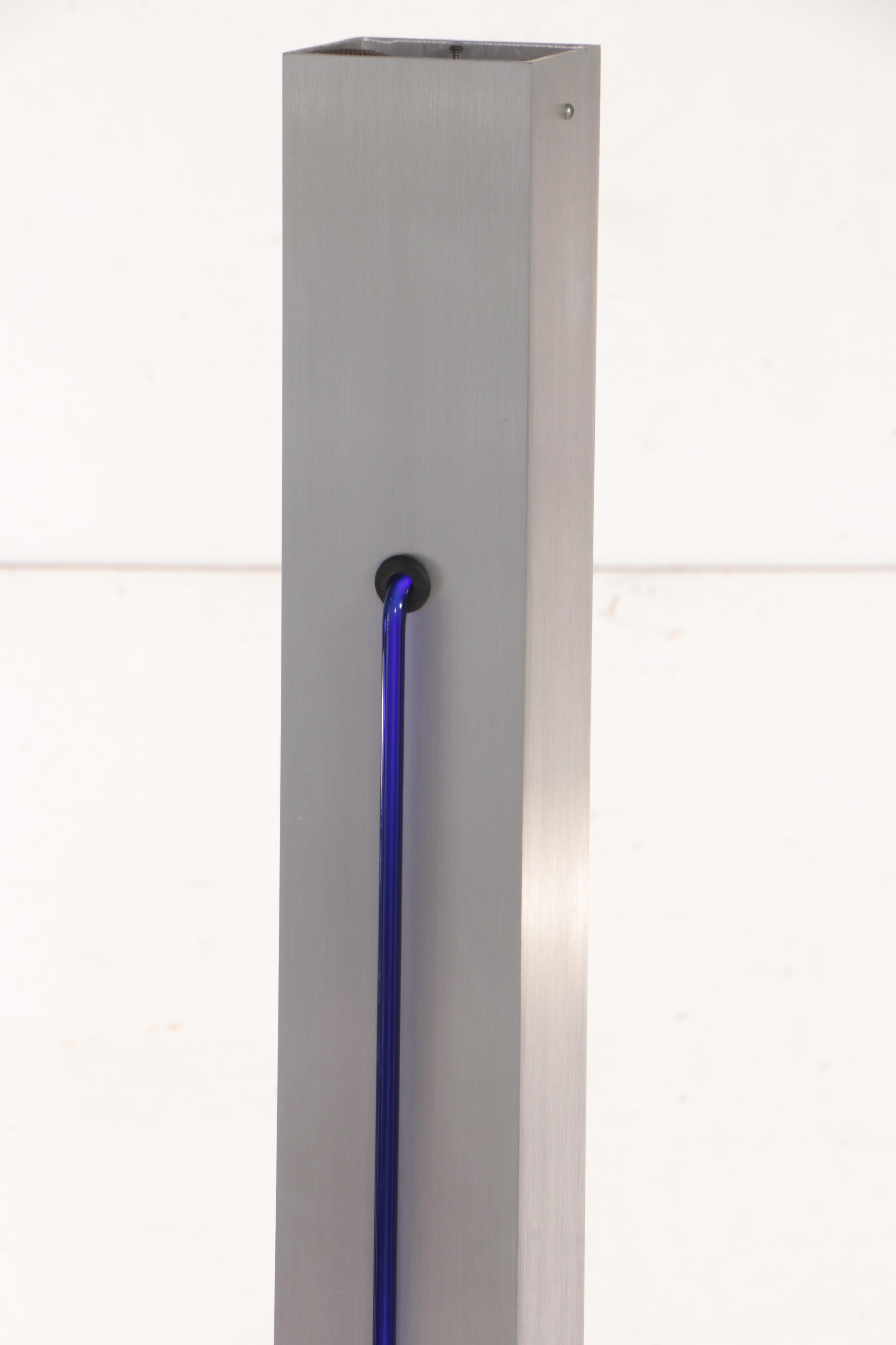 Rudi Stern for George Kovacs Brushed Aluminum and Neon Floor Lamp, Circa 1980