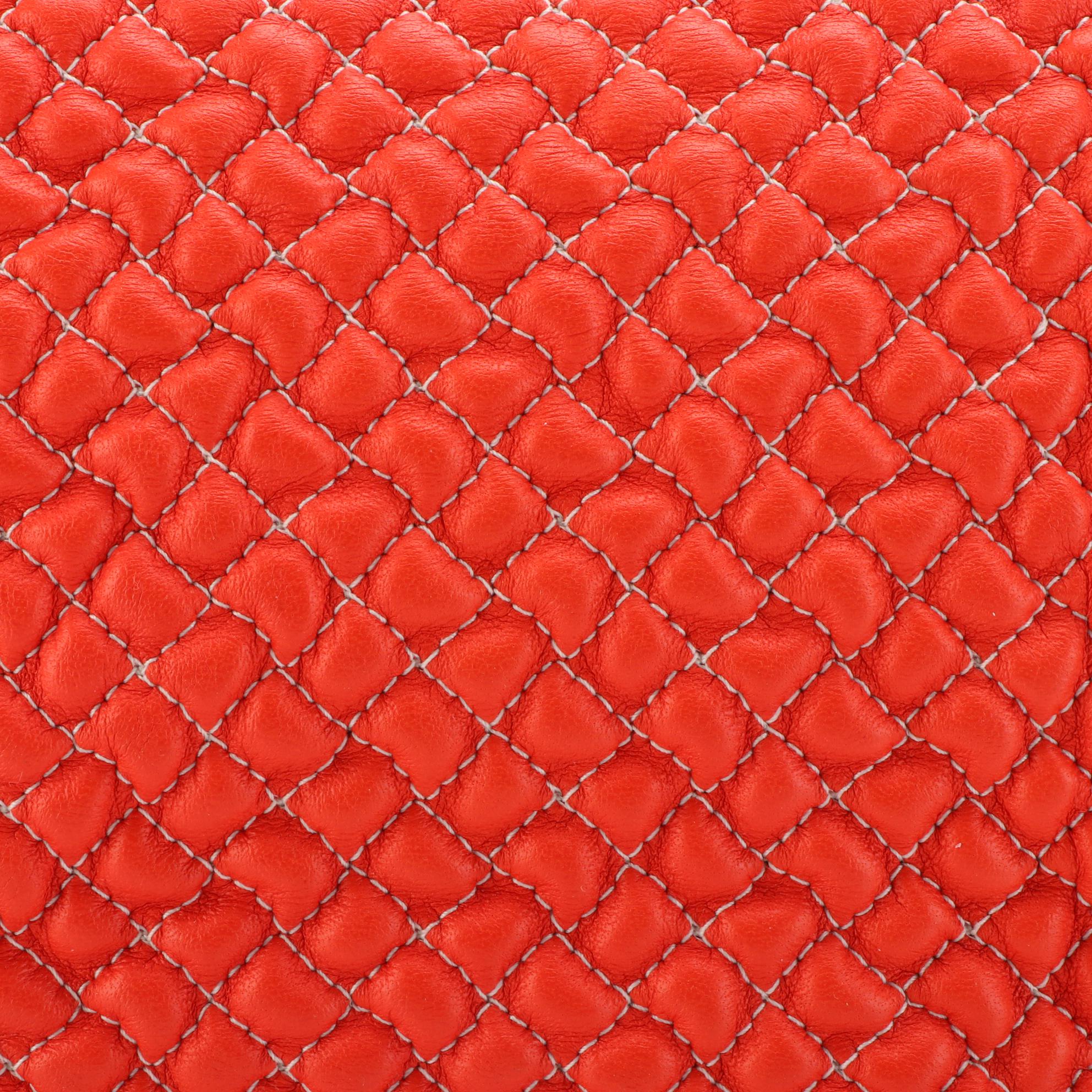Bottega Veneta Zip Top Shoulder Bag in Quilted Puffy Stitch Leather