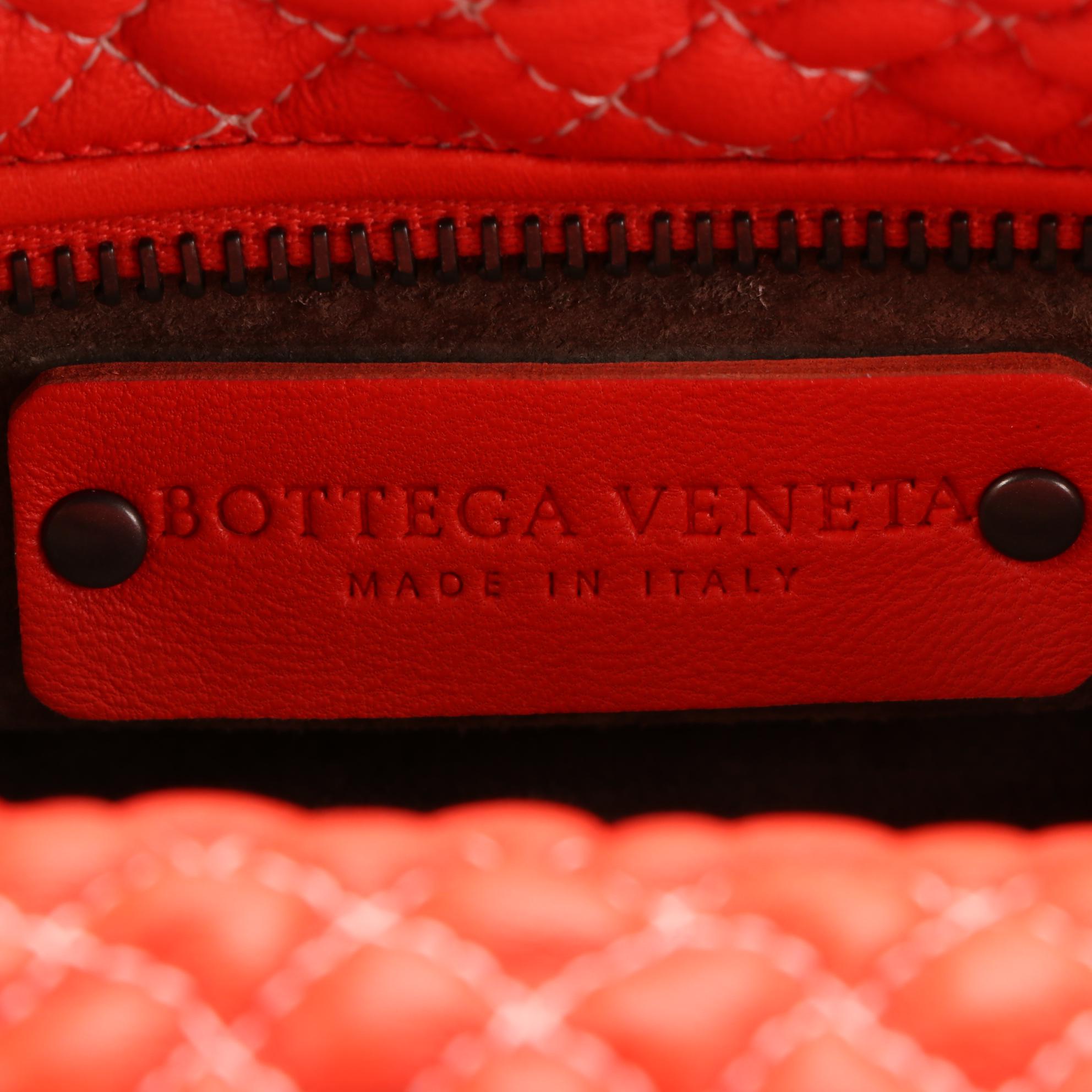 Bottega Veneta Zip Top Shoulder Bag in Quilted Puffy Stitch Leather