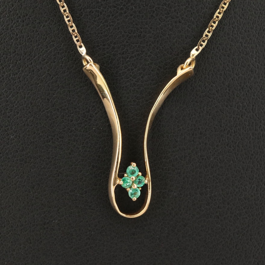 14K Emerald Pendant Necklace