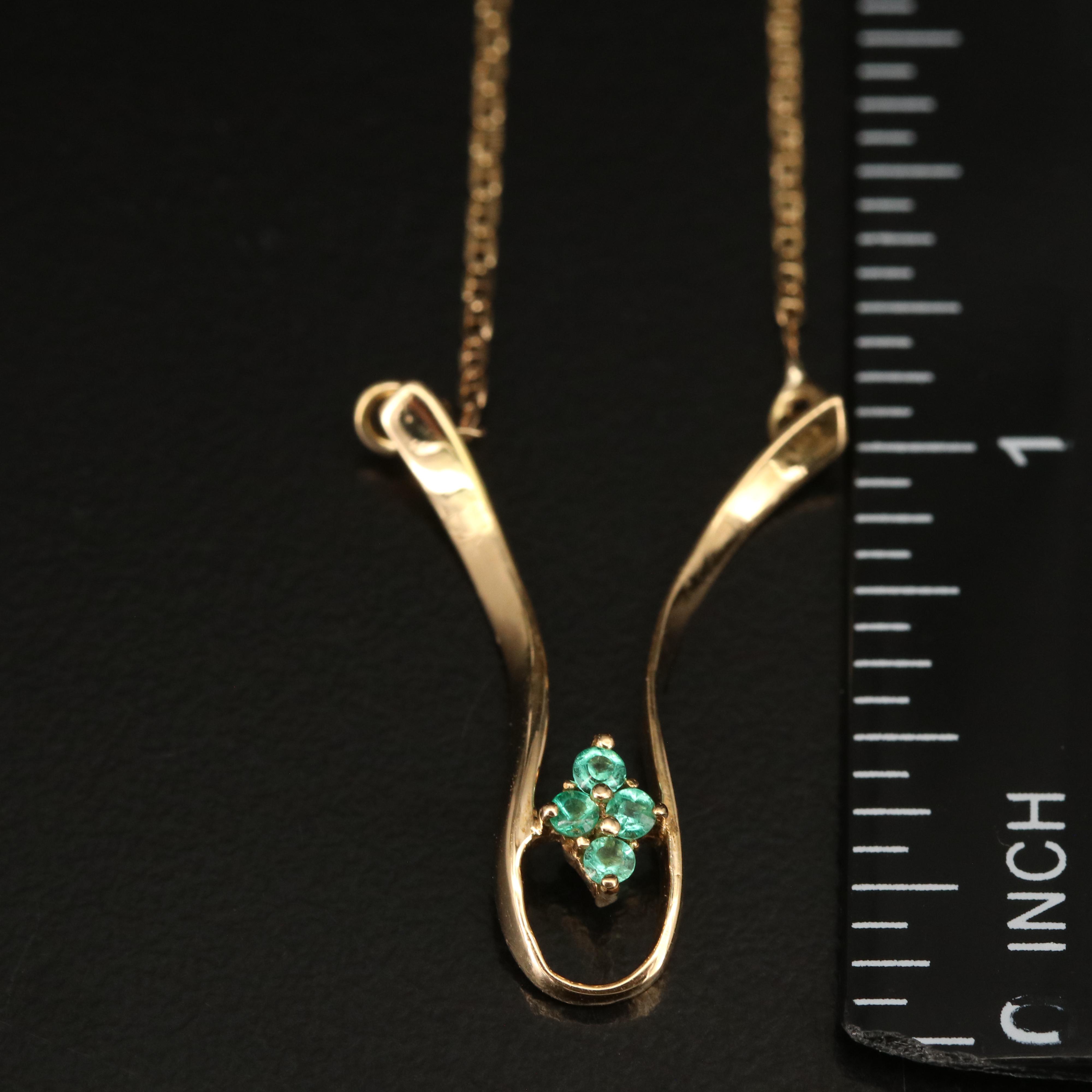 14K Emerald Pendant Necklace
