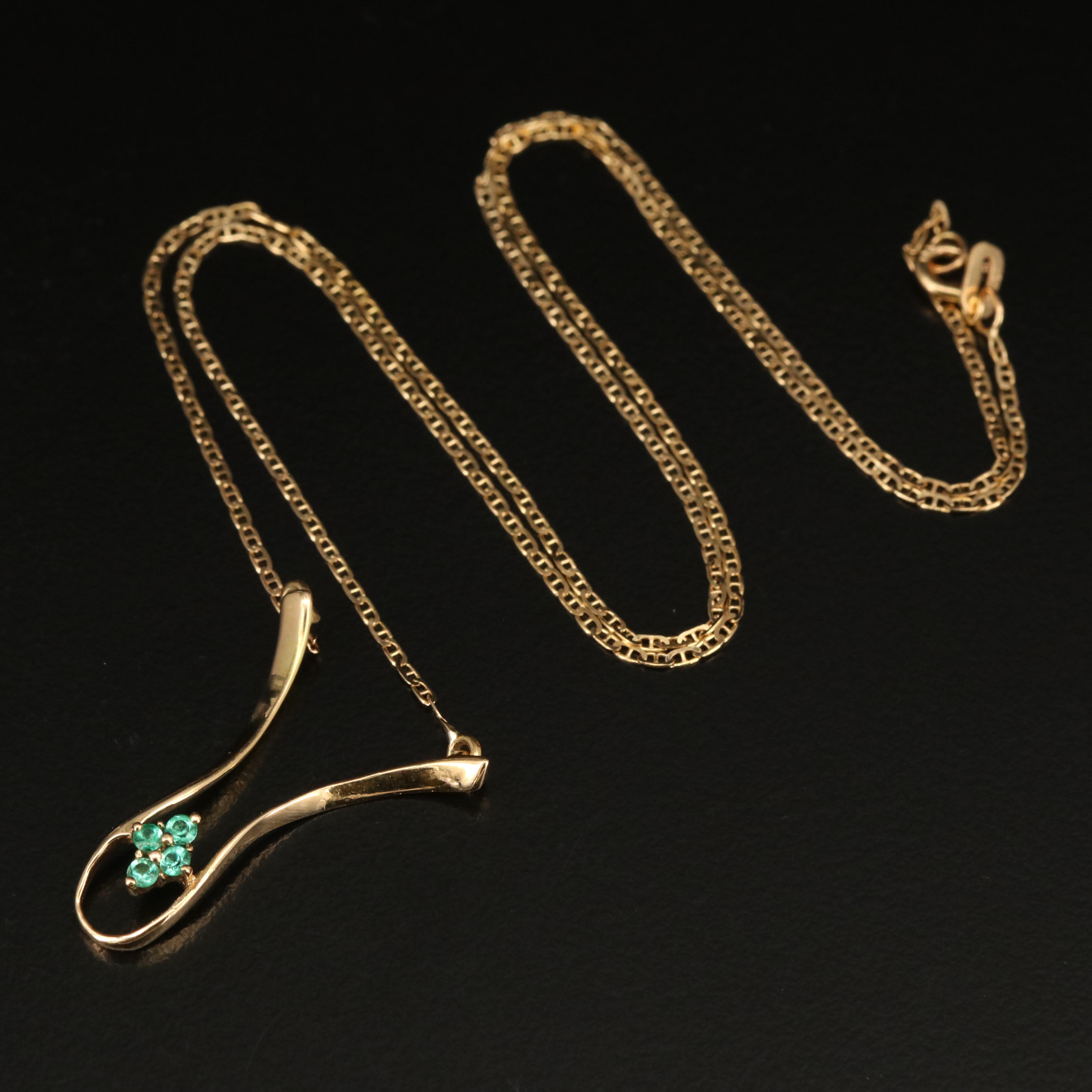 14K Emerald Pendant Necklace