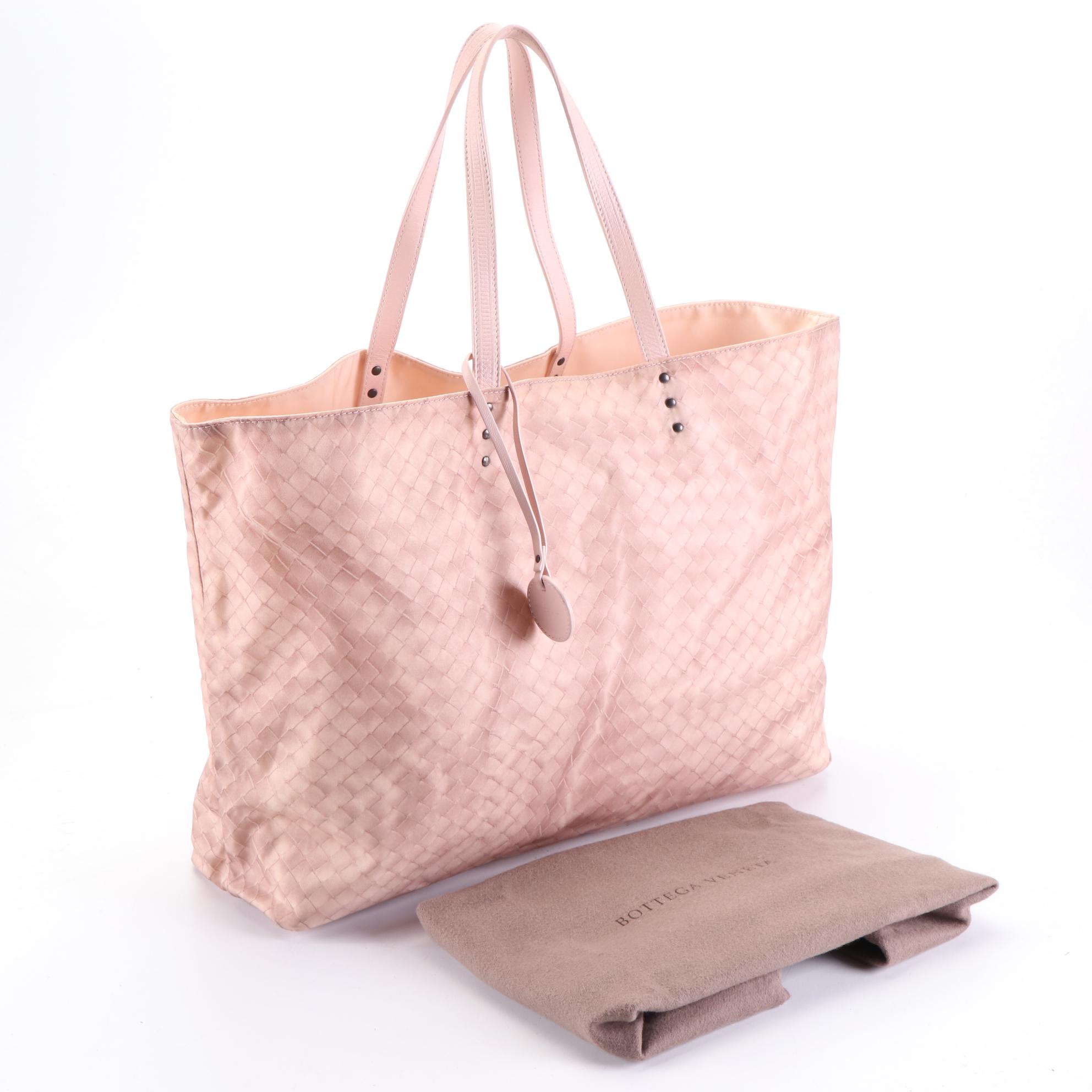 Bottega Veneta Large Tote in Intrecciolusion-Printed Nylon Gabardine and Leather