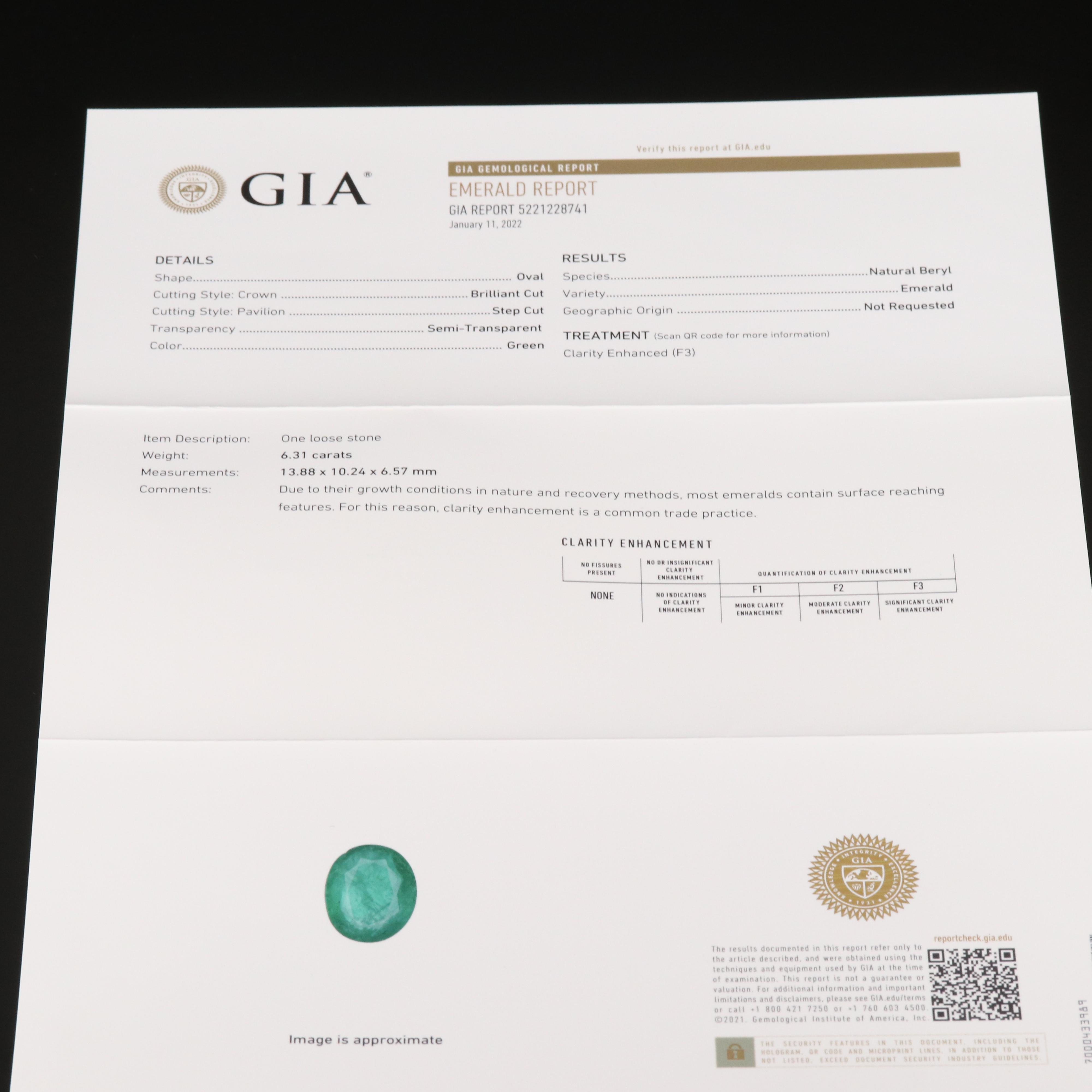 Platinum 6.31 CT Emerald and Diamond Ring with GIA Report