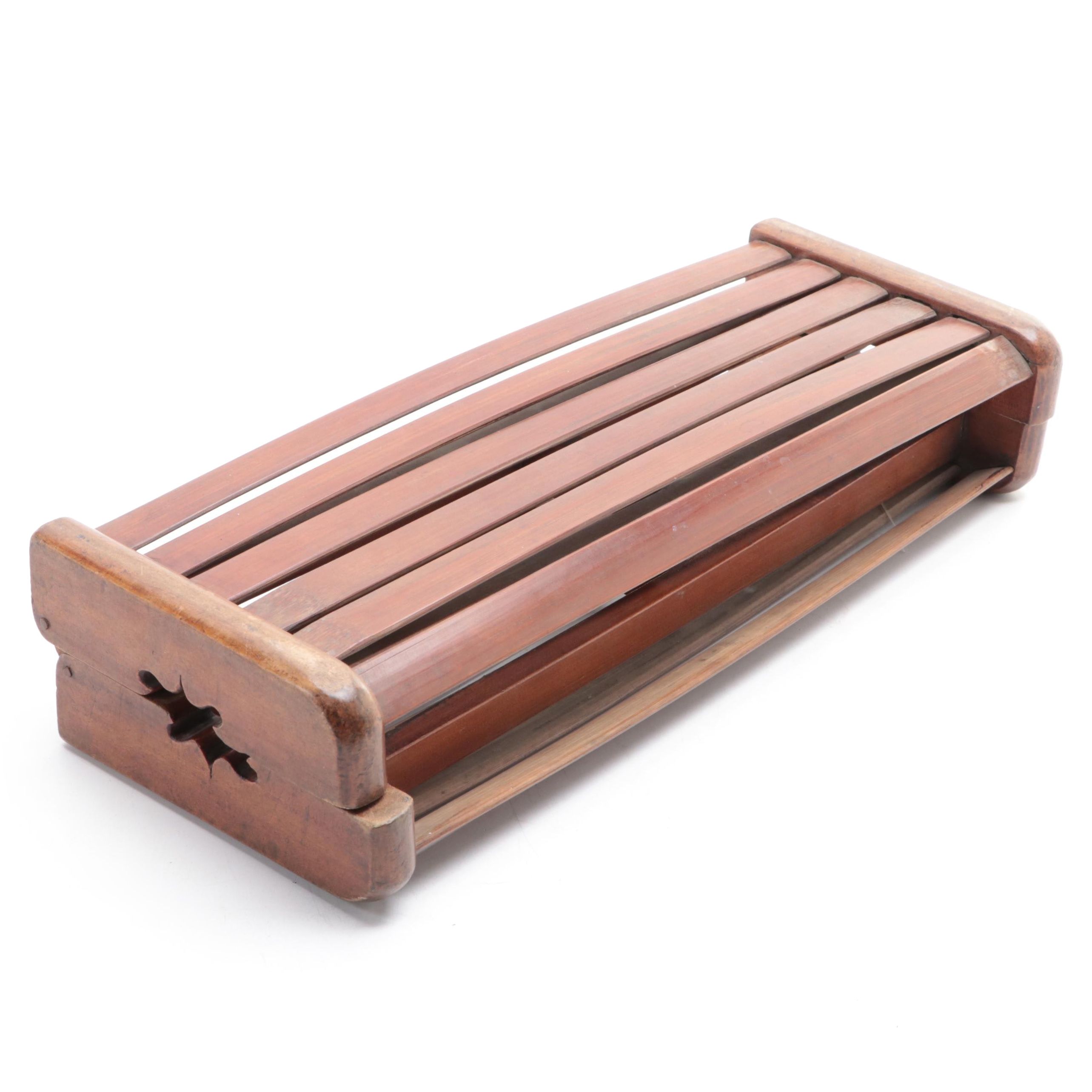 Chinese Folding Bamboo Bed Pillow, Mid-20th Century