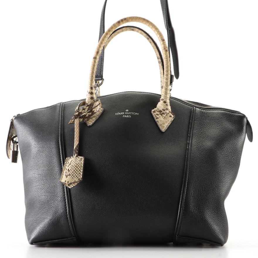 Louis Vuitton Soft Lockit PM in Black Taurillion Leather and Python Trim