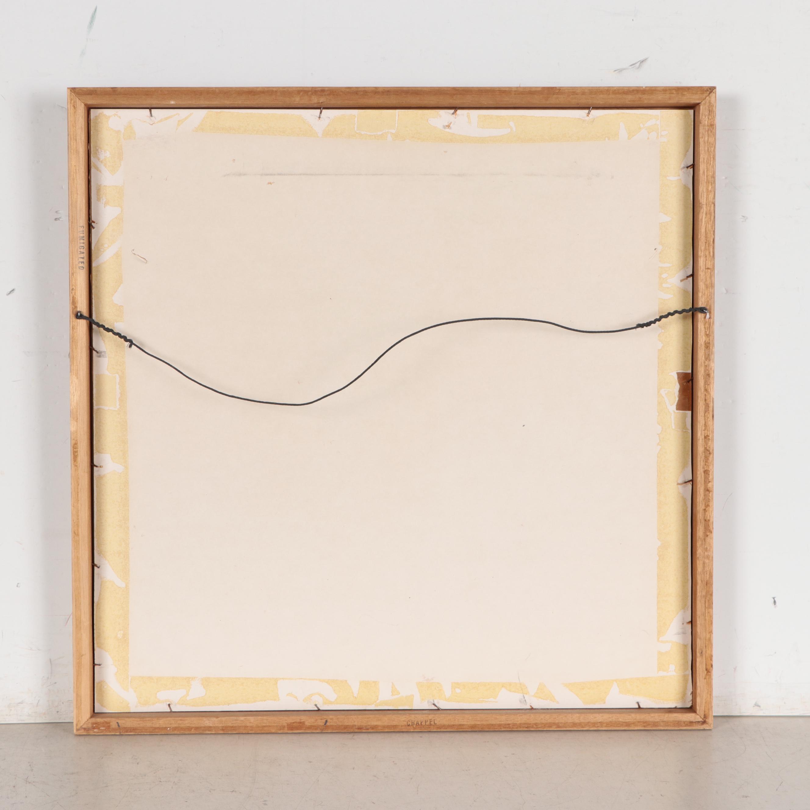 Embroidered and Painted Figural Barkcloth Panel, Late 20th Century