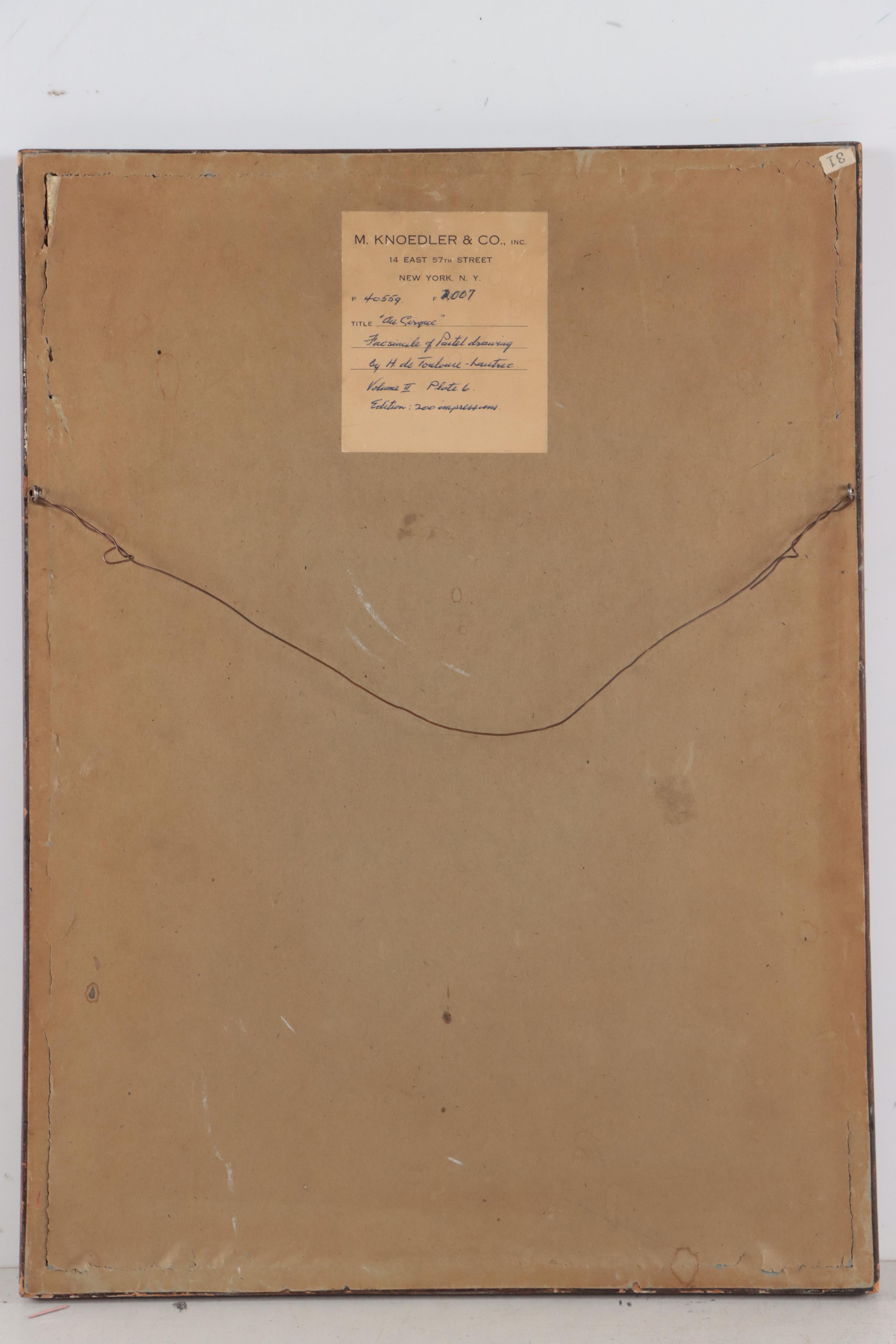 Collotype After Henri de Toulouse-Lautrec "Au Cirque"