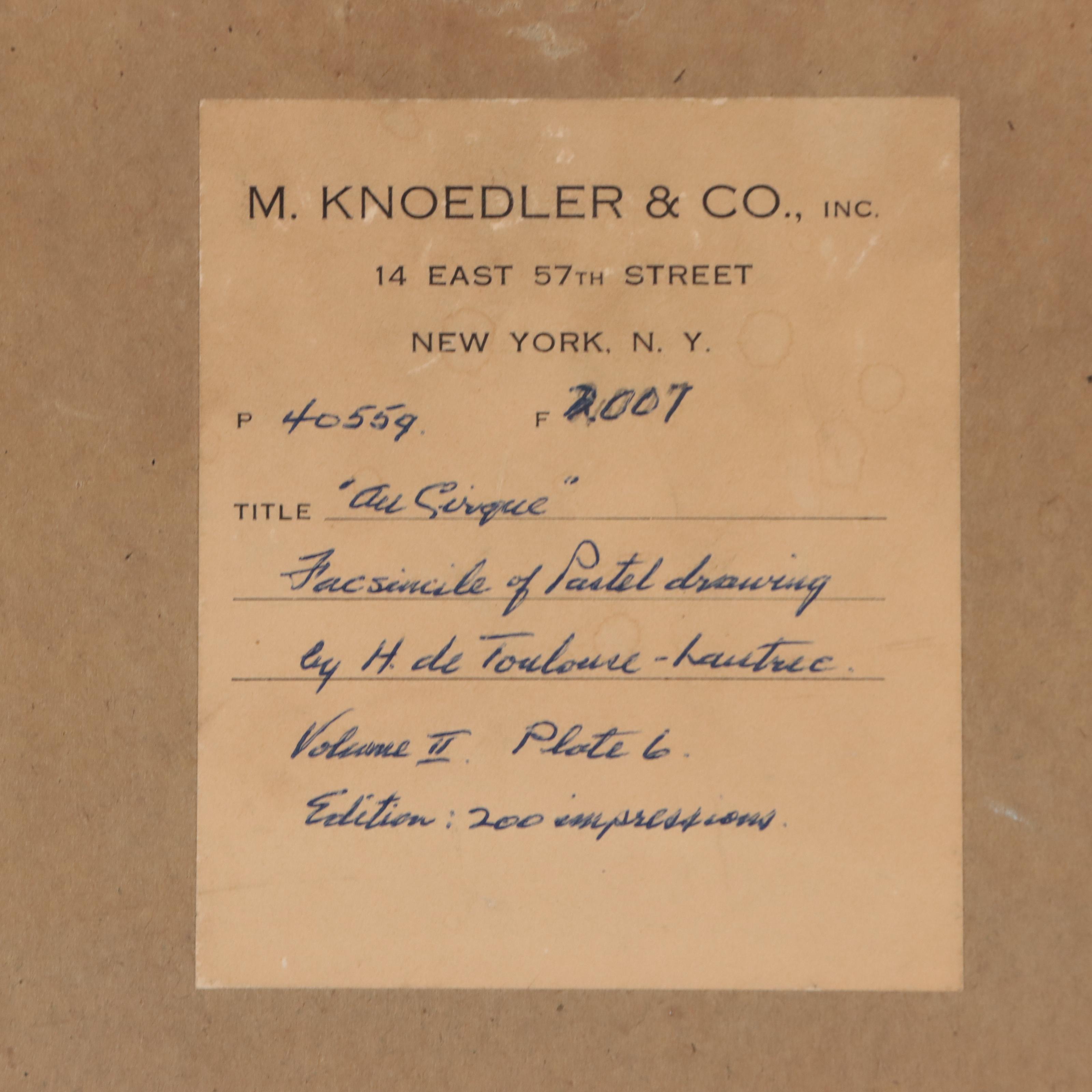 Collotype After Henri de Toulouse-Lautrec "Au Cirque"