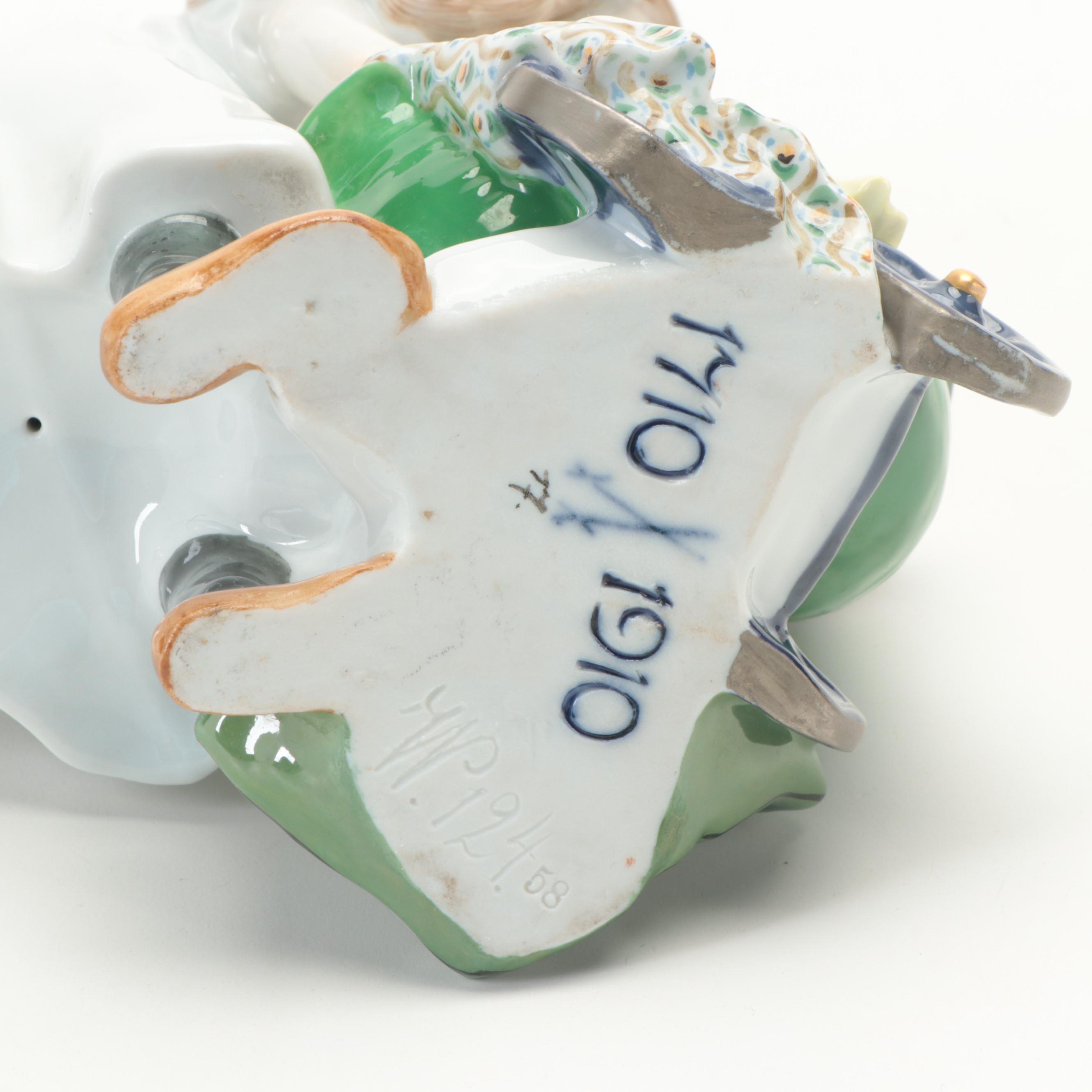 Julius Konrad Hentschel for Meissen Porcelain Figurine of Girl with Doll, 1900s