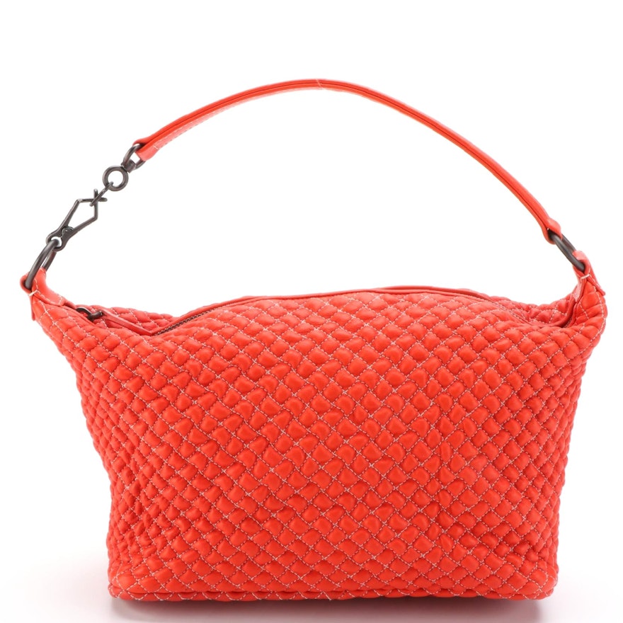 Bottega Veneta Zip Top Shoulder Bag in Quilted Puffy Stitch Leather