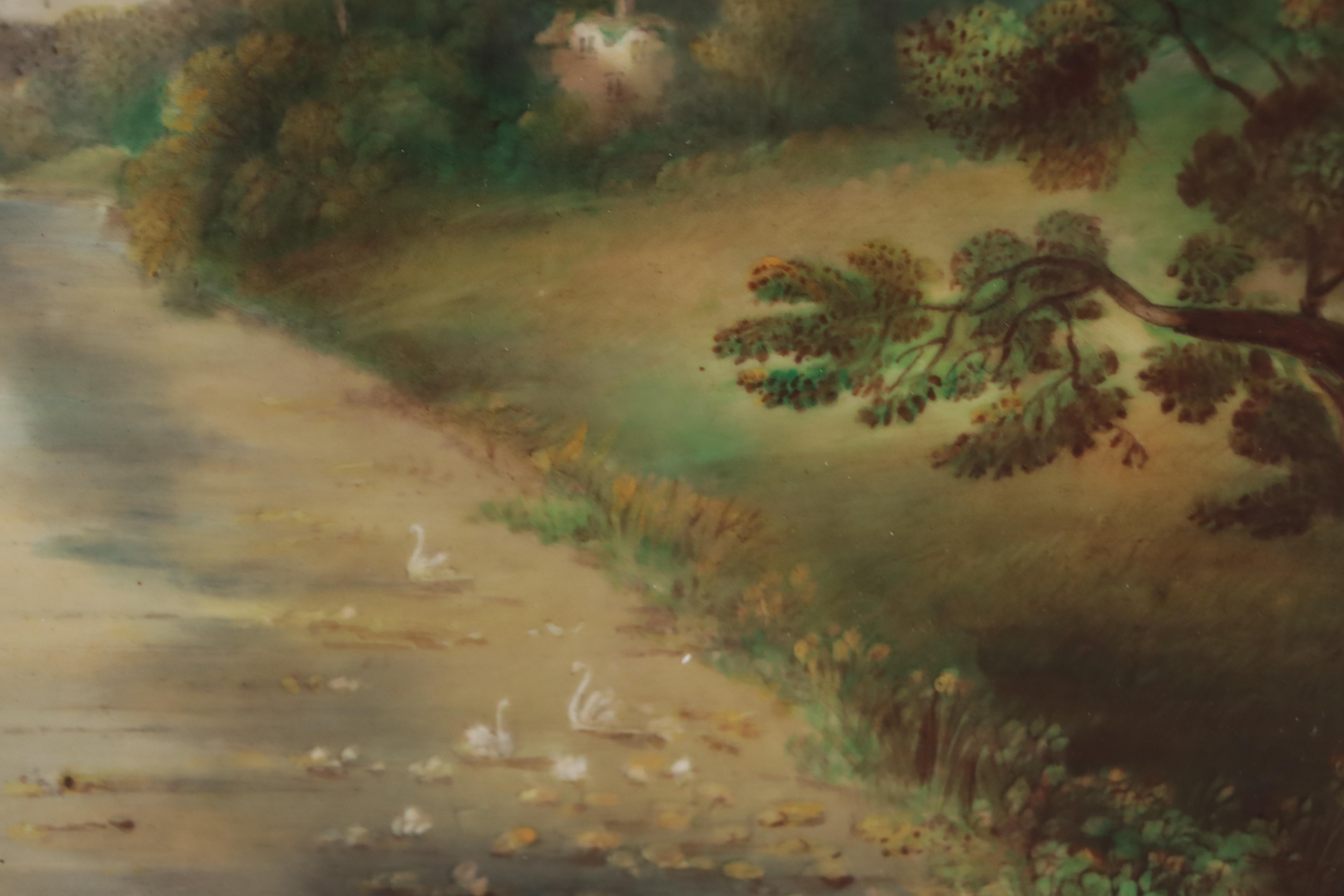 Oil Painting on Porcelain of Warwick Castle, Probably by Wm. Hancock, 19th C.