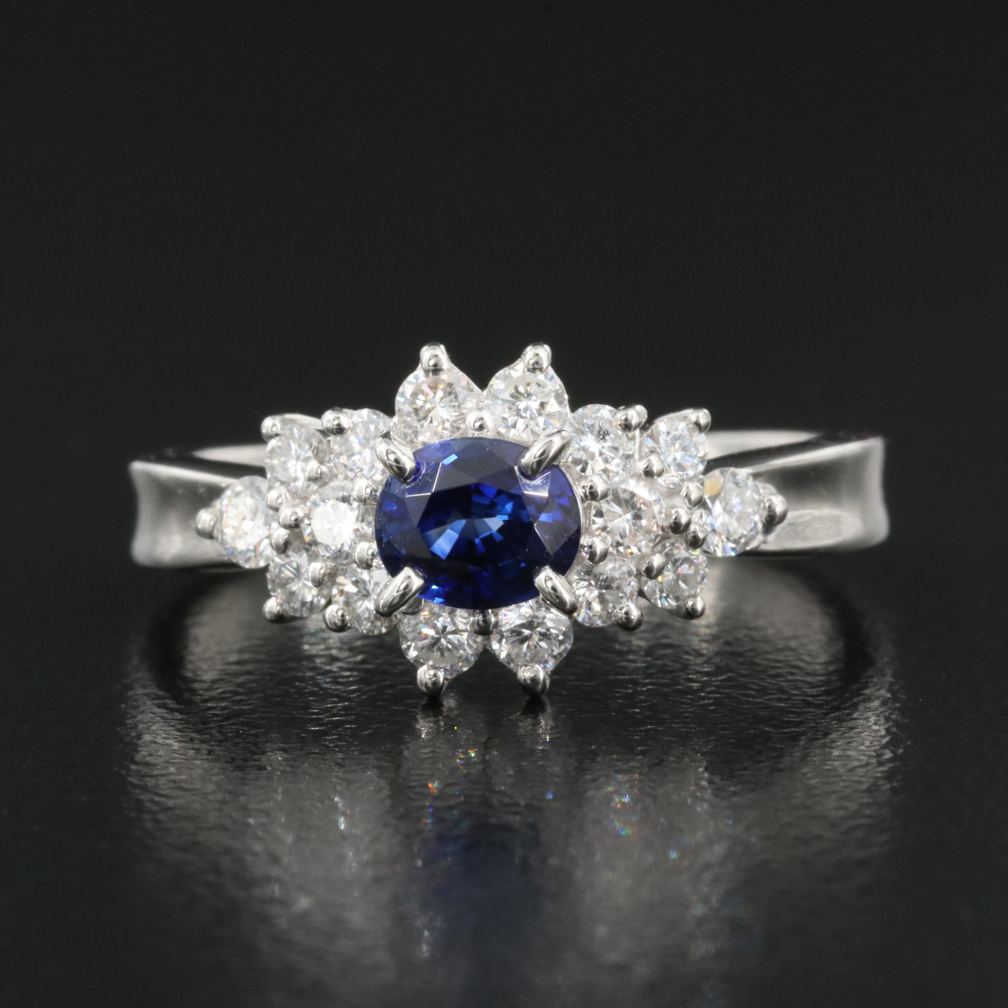 Platinum Sapphire and Diamond Ring