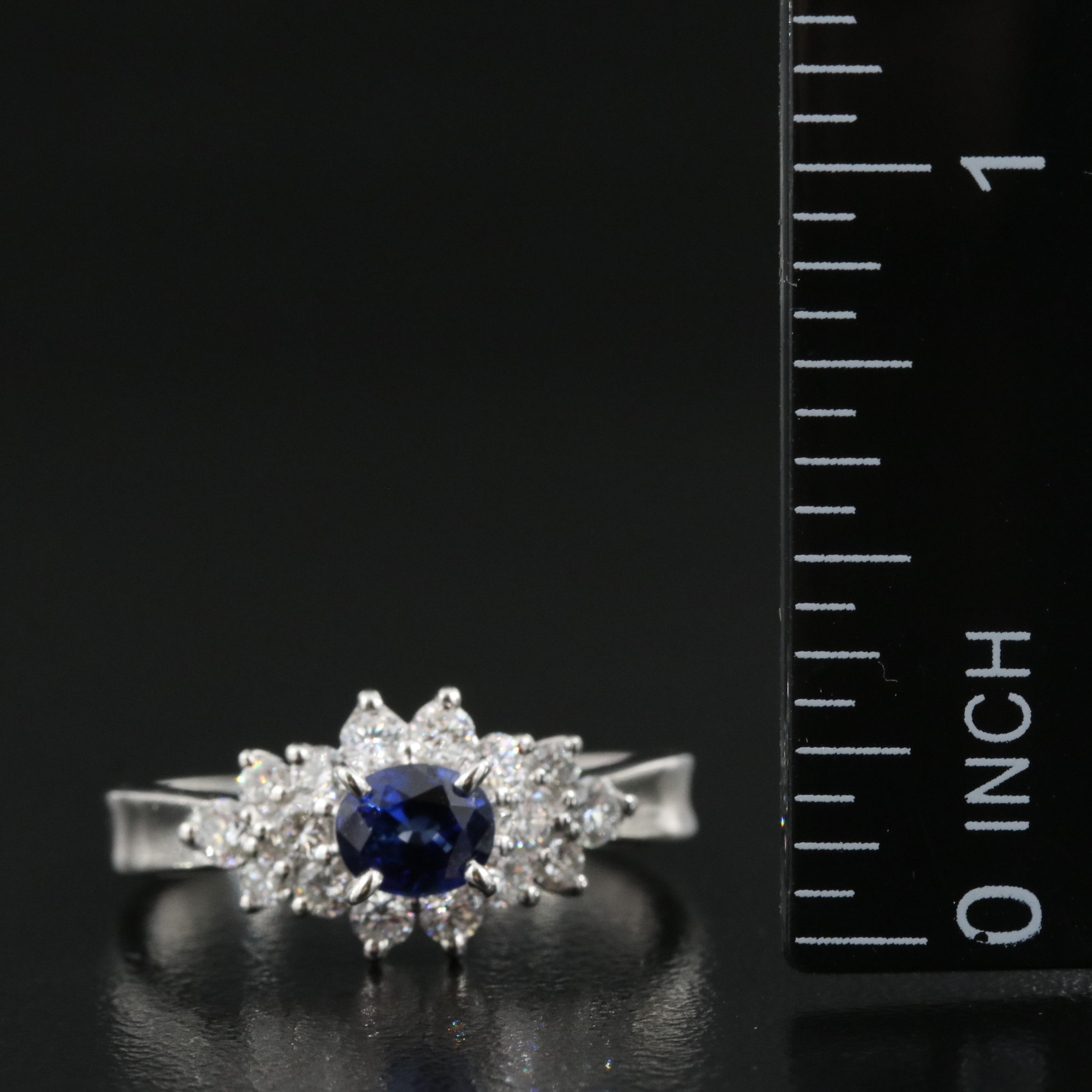 Platinum Sapphire and Diamond Ring